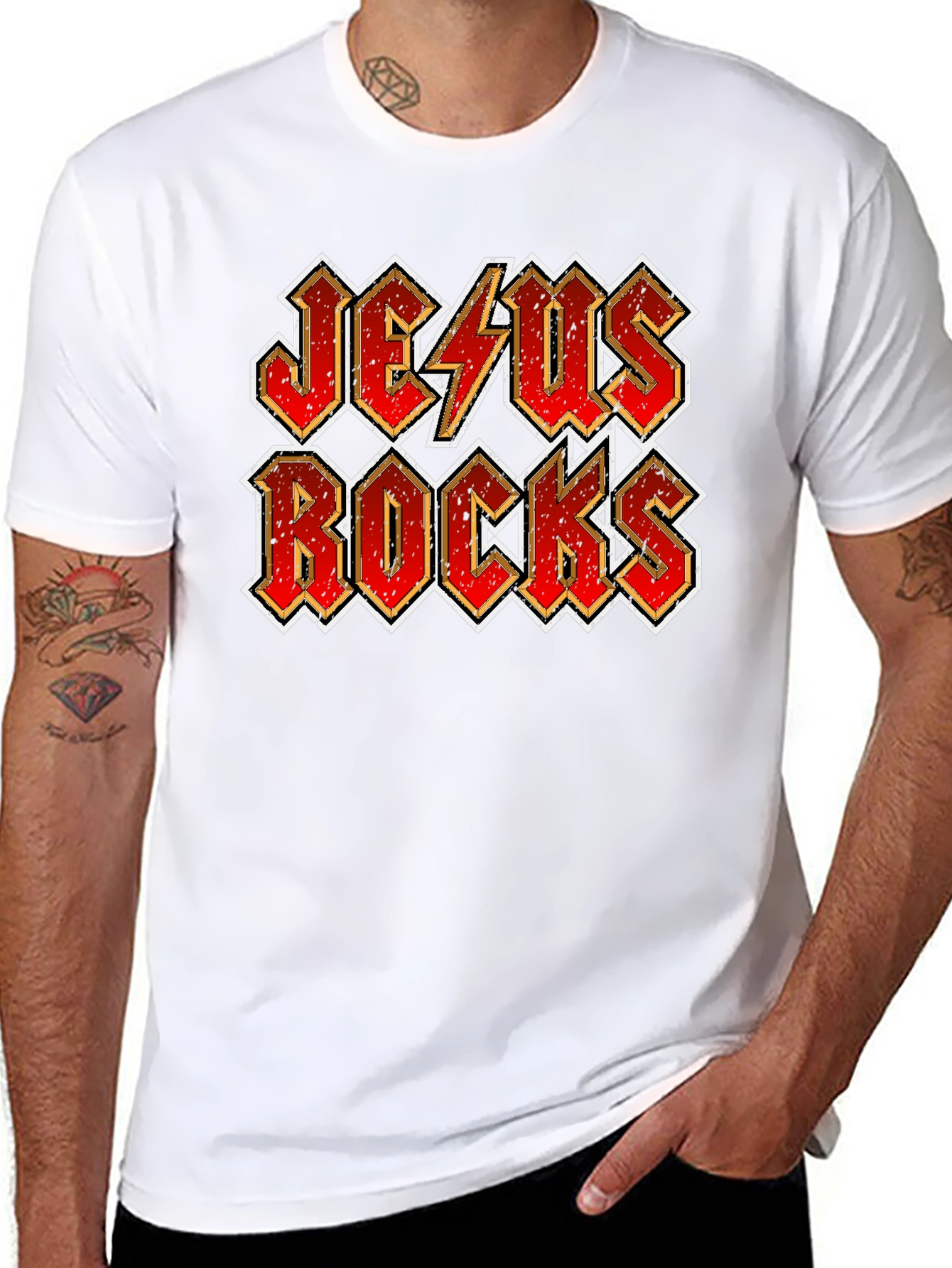 Jesus Rocks Graphic Tee - Christian Rock Music T-Shirt