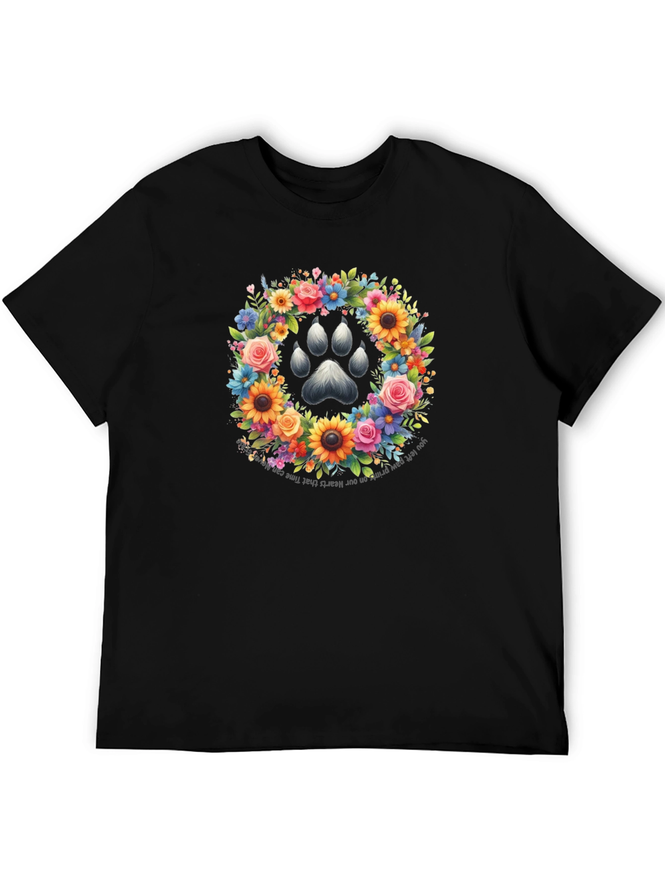 Floral Paw Print Memorial T-Shirt