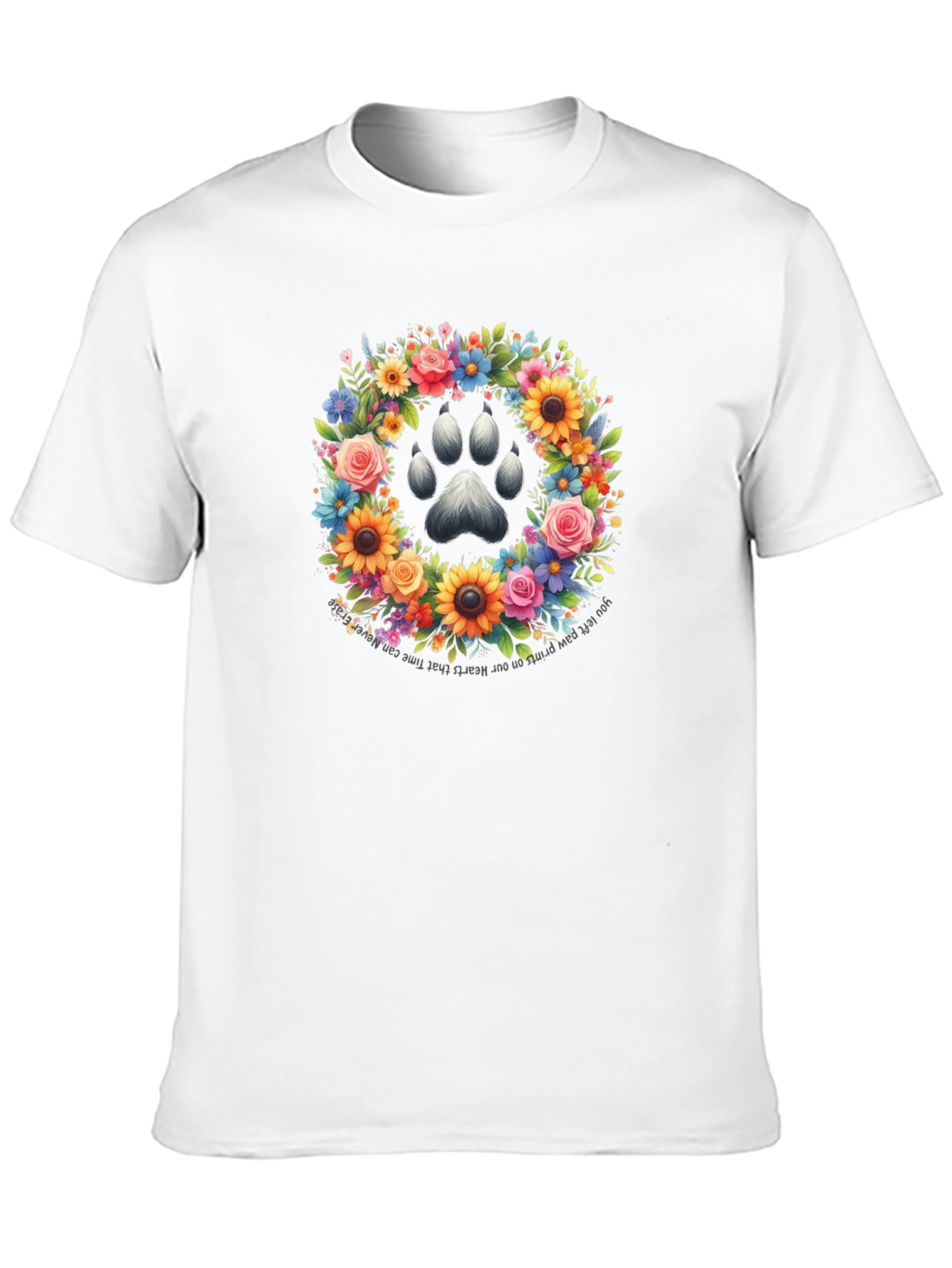 Floral Paw Print Memorial T-Shirt