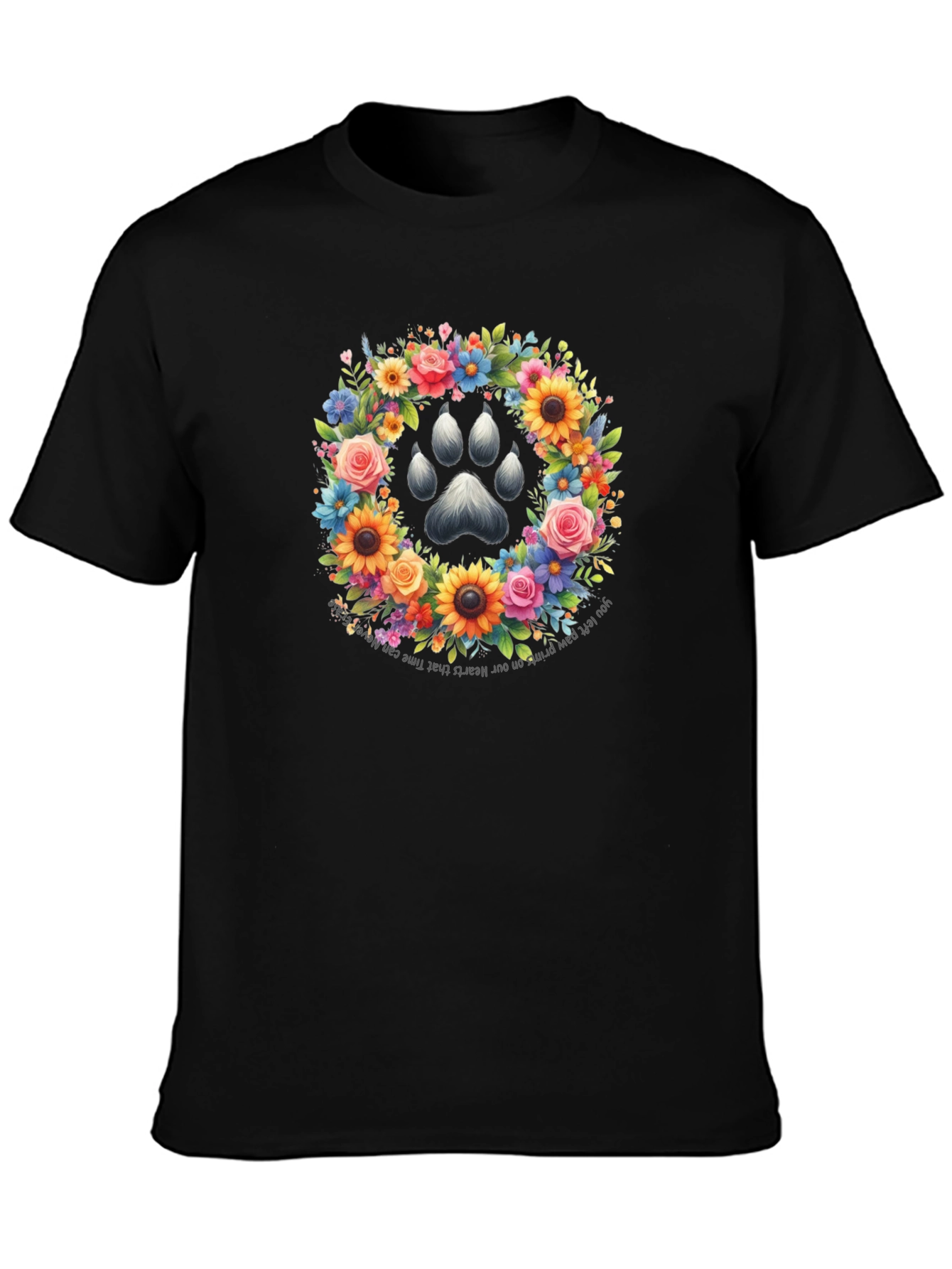 Floral Paw Print Memorial T-Shirt