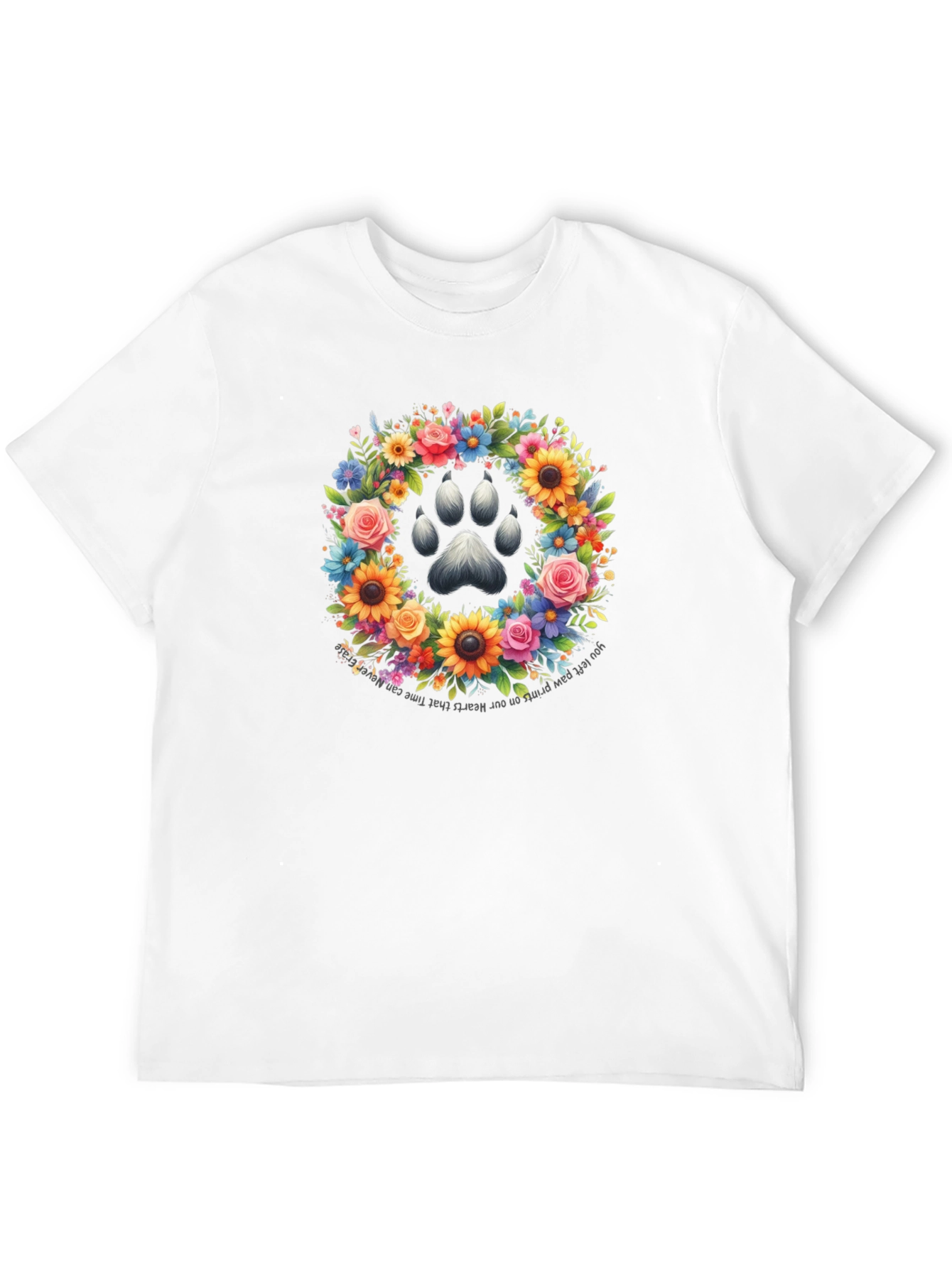 Floral Paw Print Memorial T-Shirt
