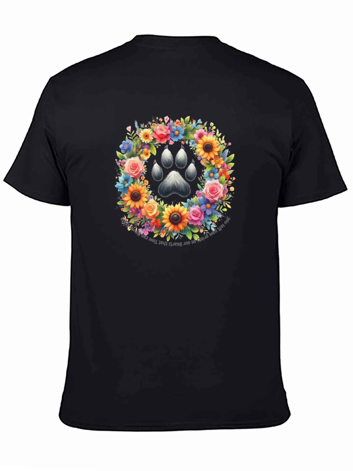 Floral Paw Print Memorial T-Shirt