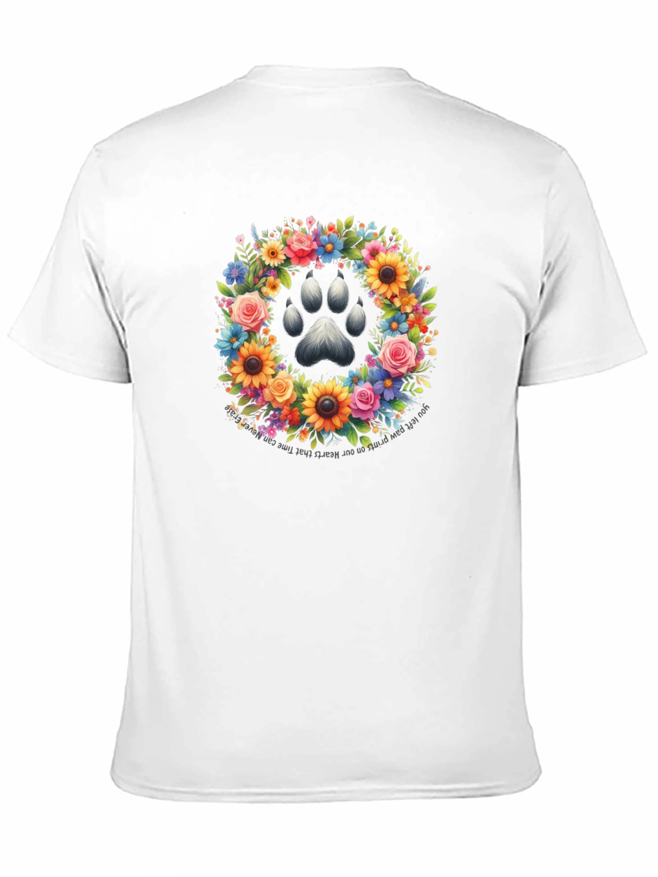 Floral Paw Print Memorial T-Shirt