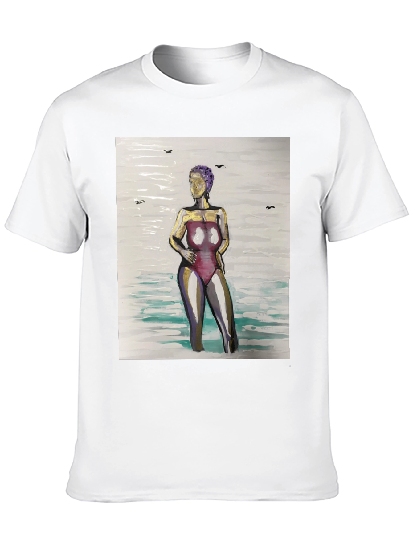 Unique Woman in Water Graphic Tee - Black