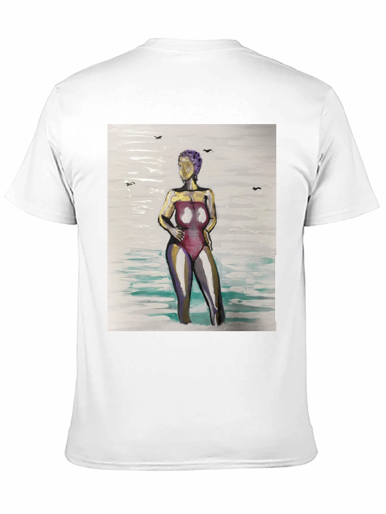 Unique Woman in Water Graphic Tee - Black