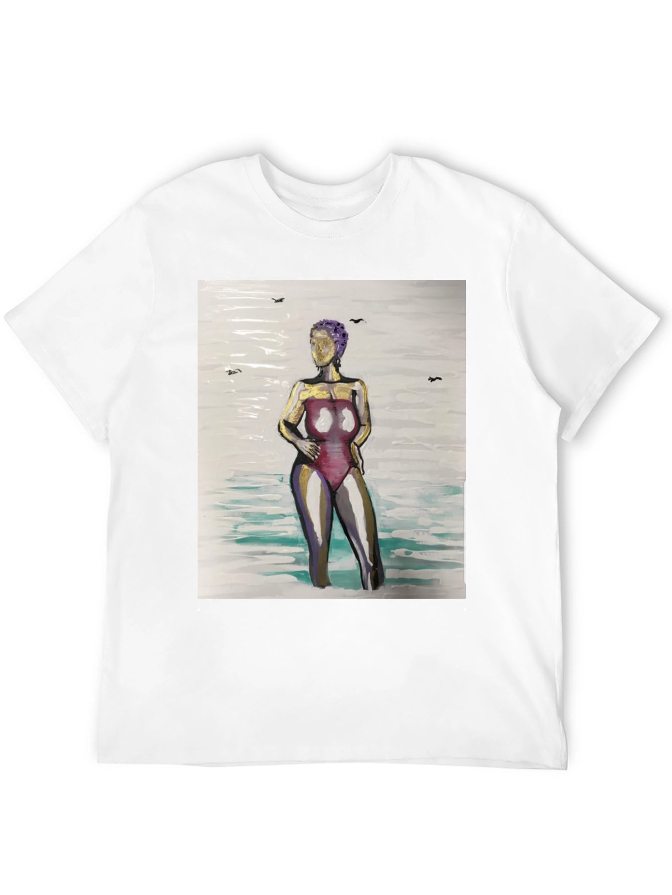 Unique Woman in Water Graphic Tee - Black
