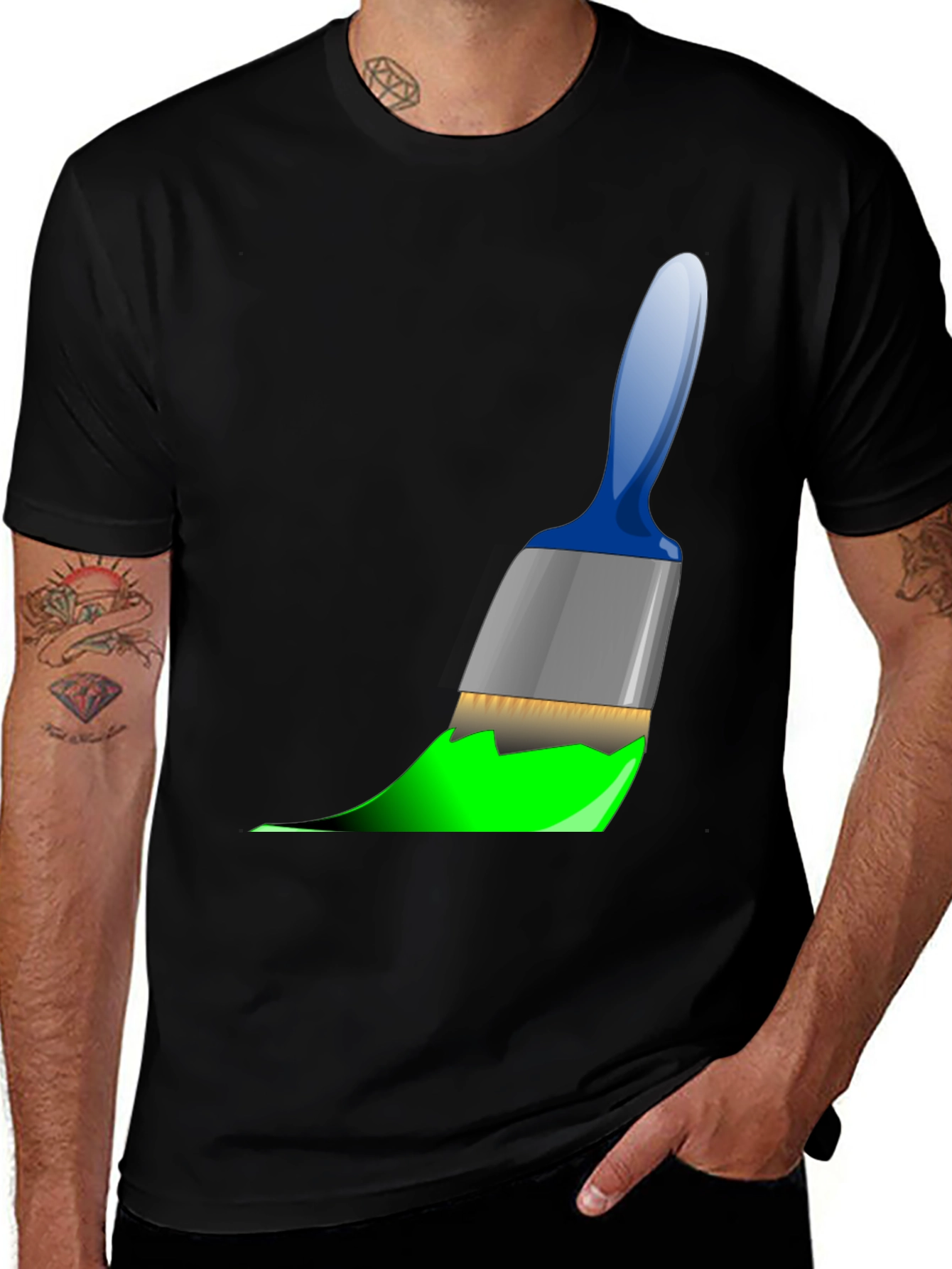 Painters Tee: Brushstroke Design - Artistic Black T-Shirt