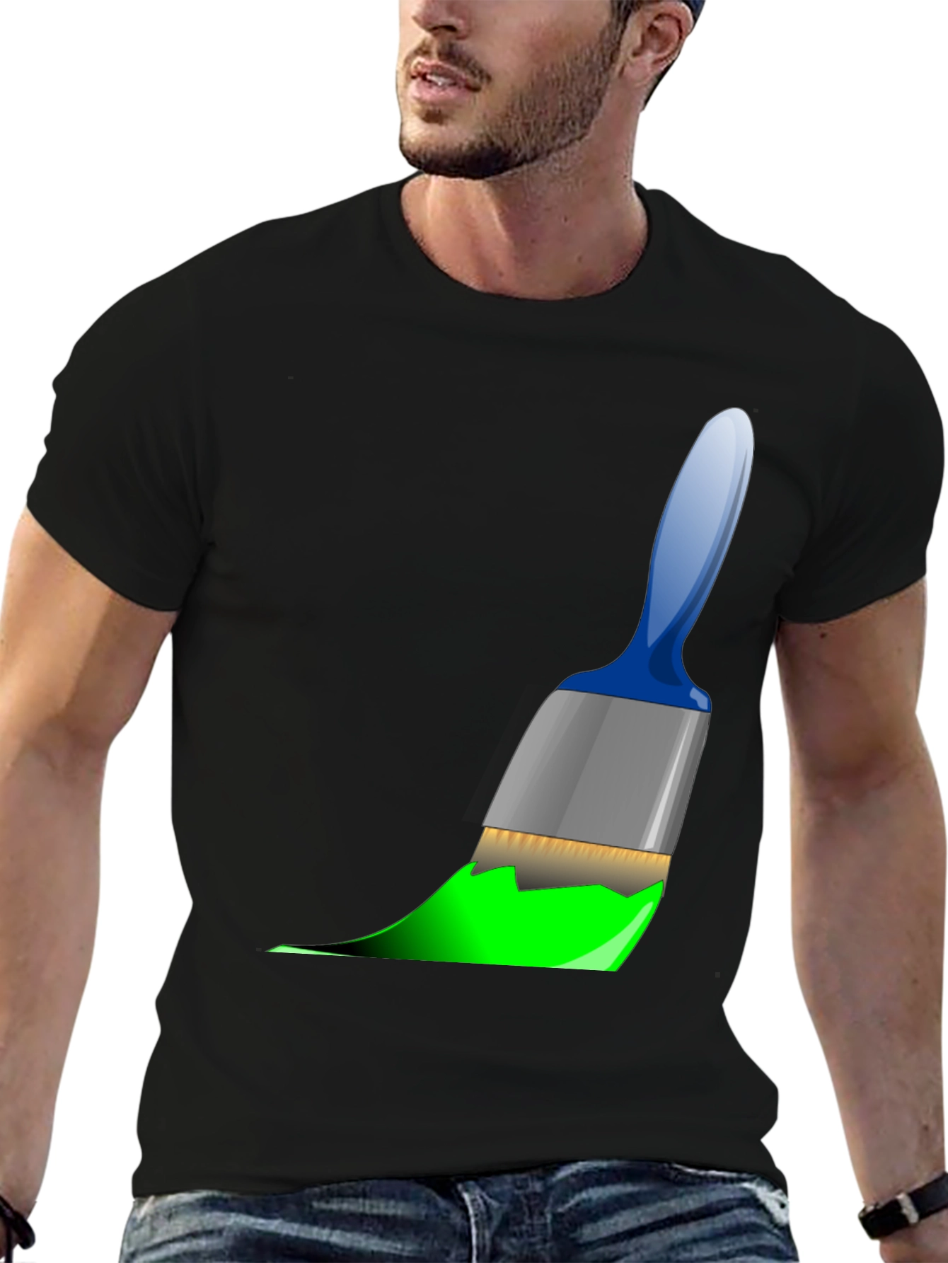 Painters Tee: Brushstroke Design - Artistic Black T-Shirt