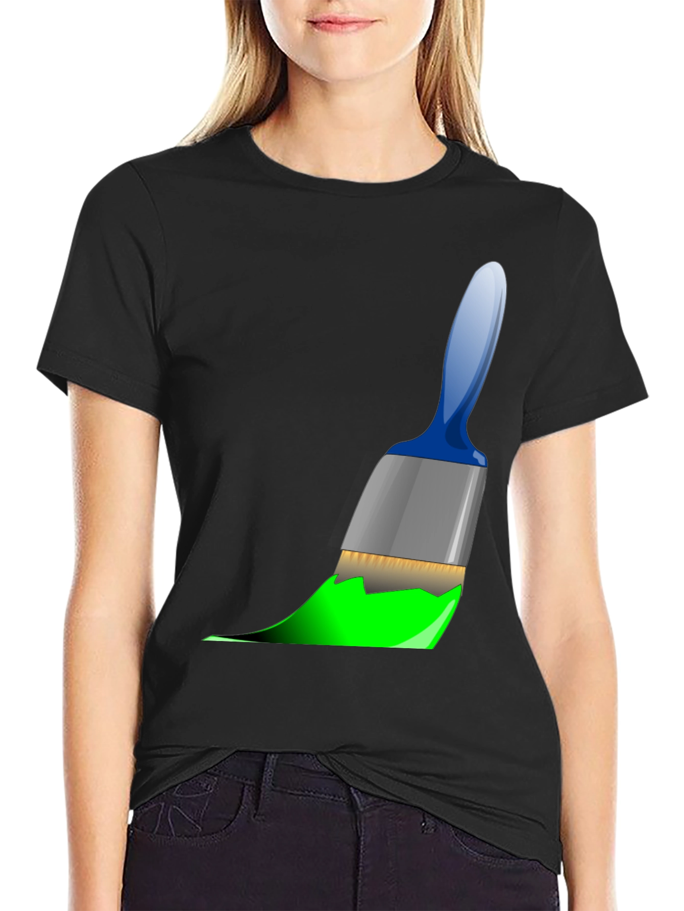 Painters Tee: Brushstroke Design - Artistic Black T-Shirt
