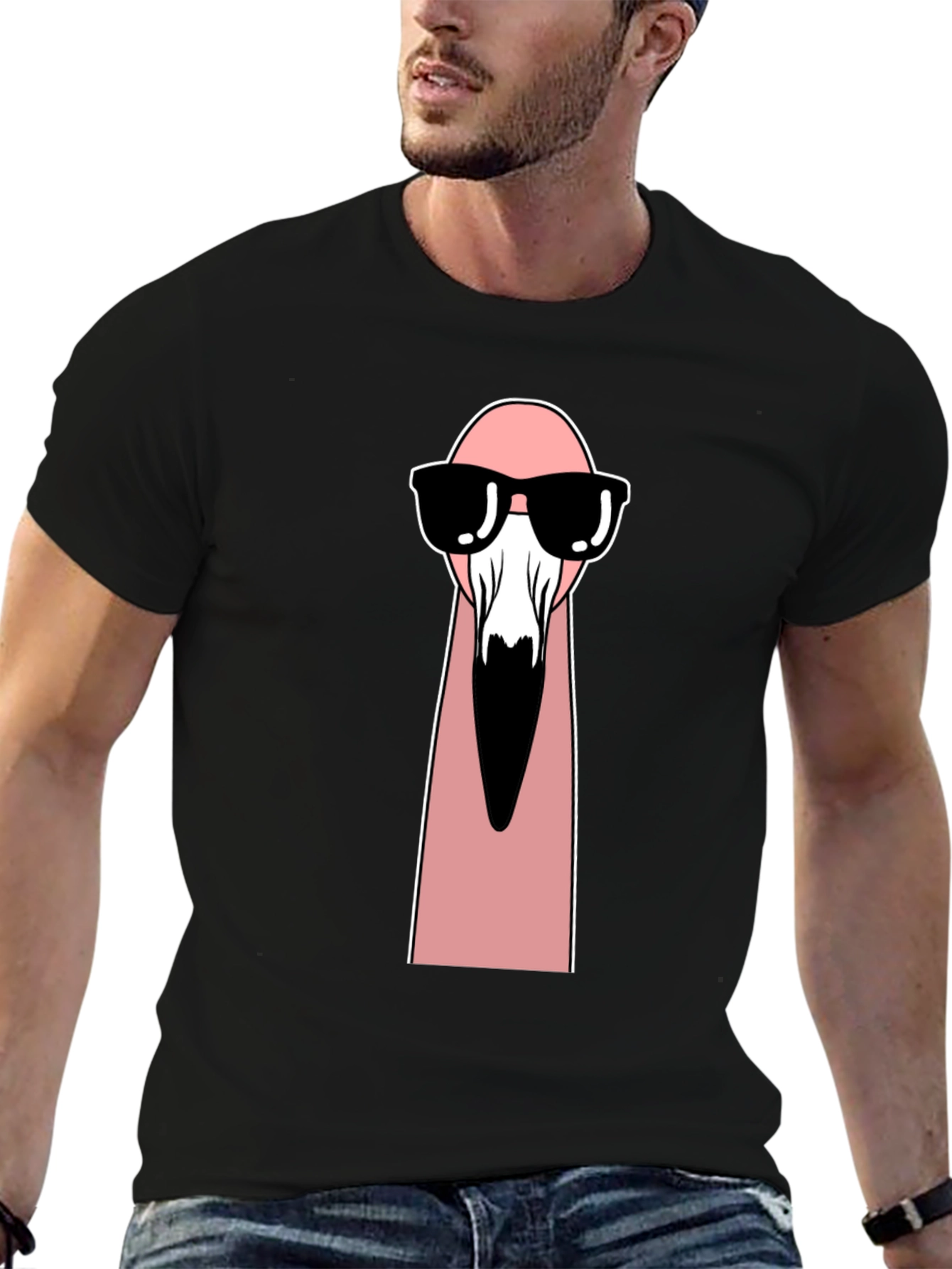 Cool Flamingo Graphic Tee - Unisex Black T-Shirt