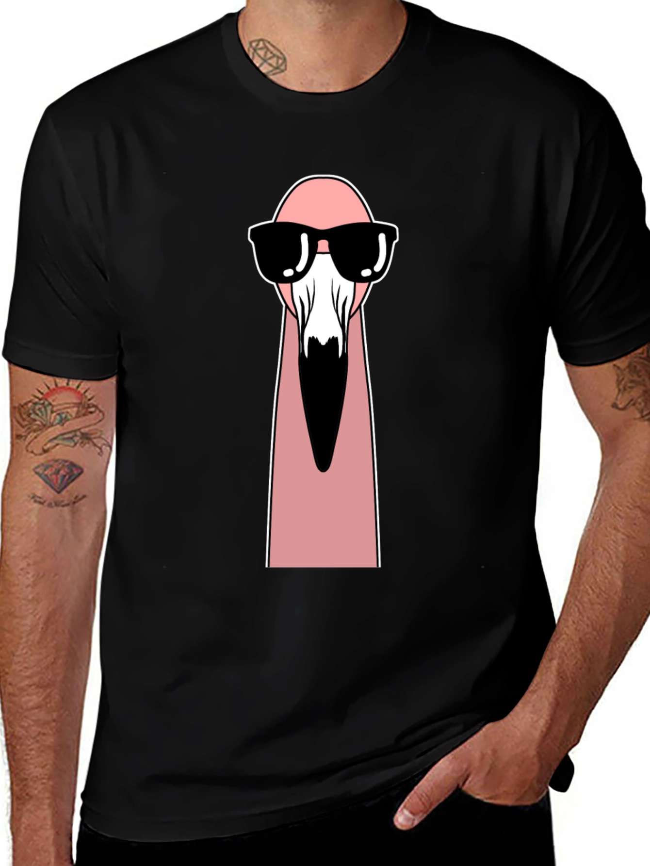 Cool Flamingo Graphic Tee - Unisex Black T-Shirt