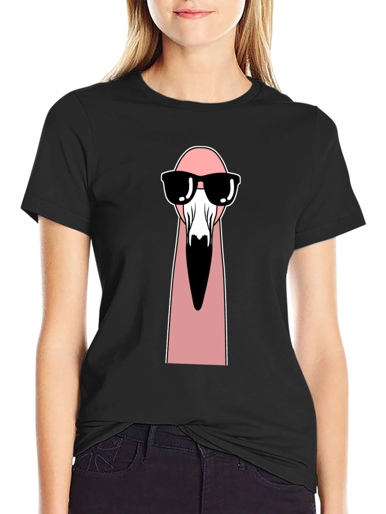Cool Flamingo Graphic Tee - Unisex Black T-Shirt