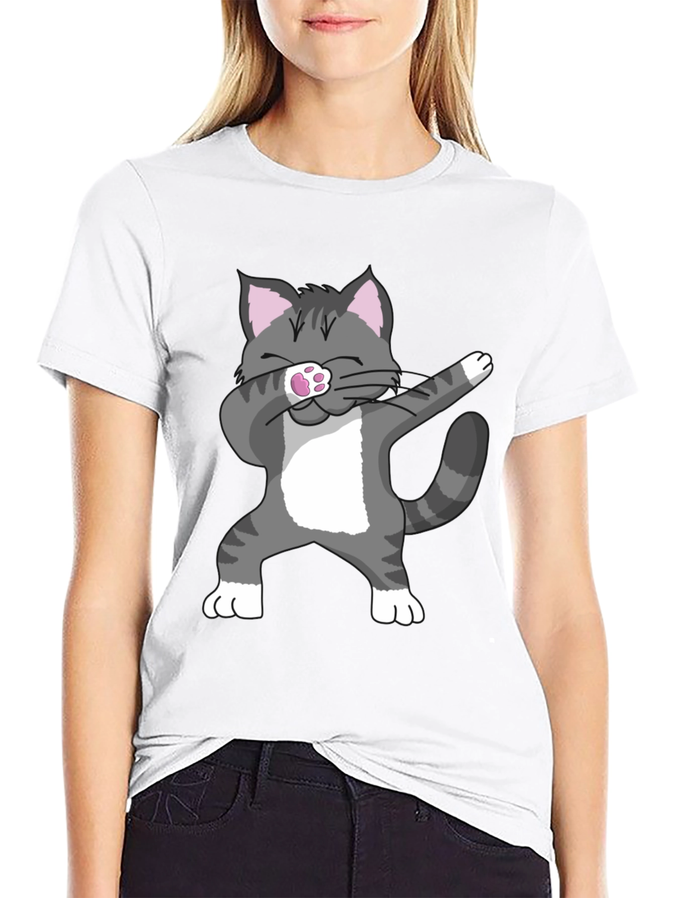 Dabbing Cat Graphic Tee - Black
