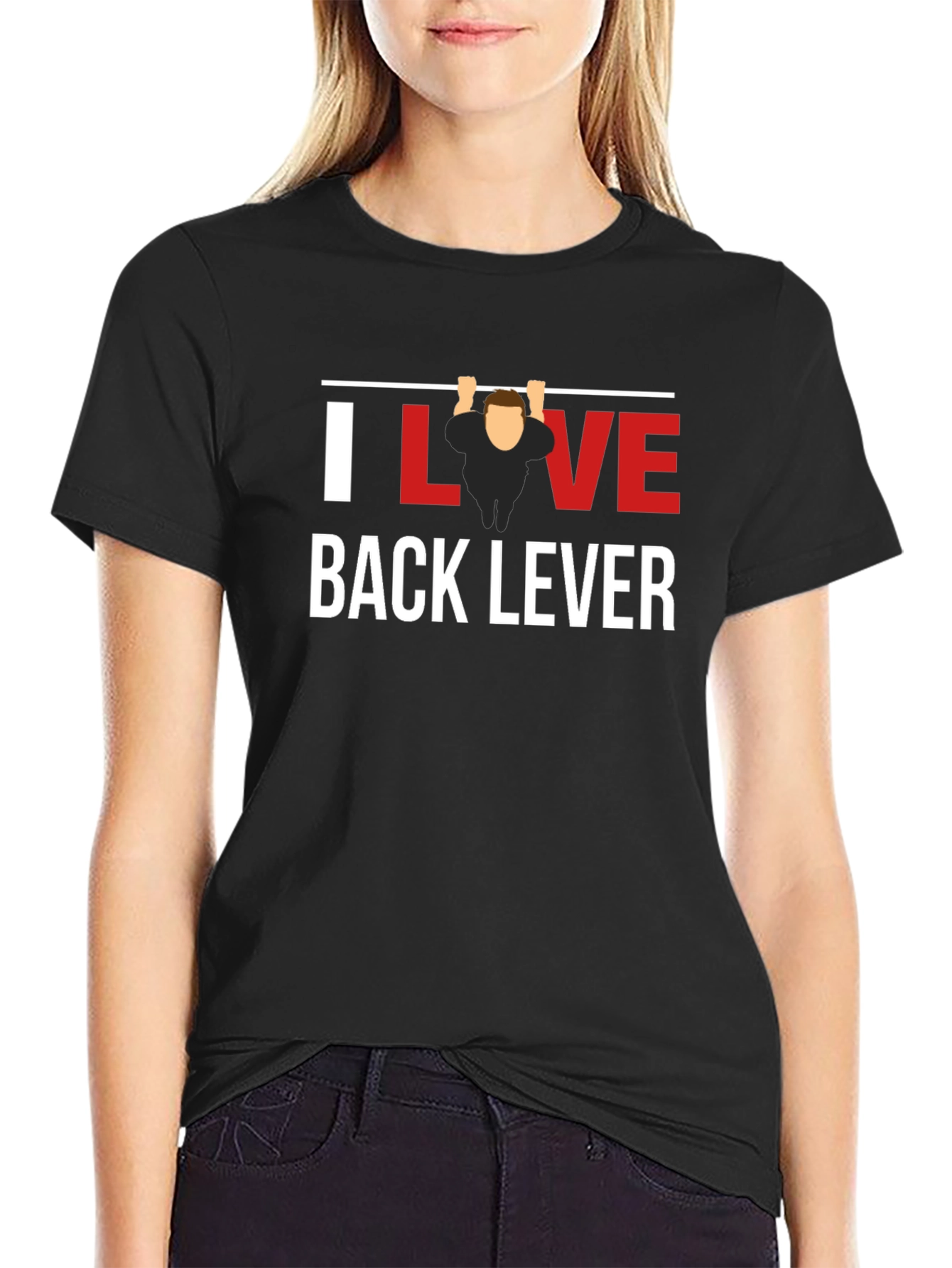 I Love Back Lever Black T-Shirt Gym Workout