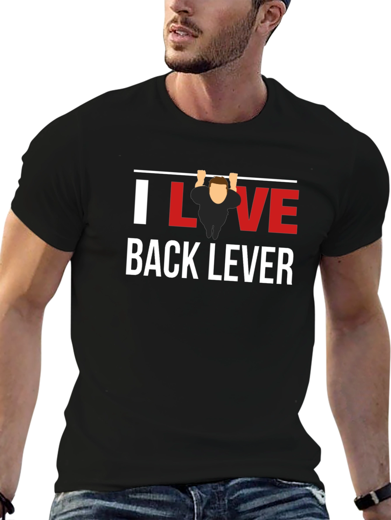 I Love Back Lever Black T-Shirt Gym Workout