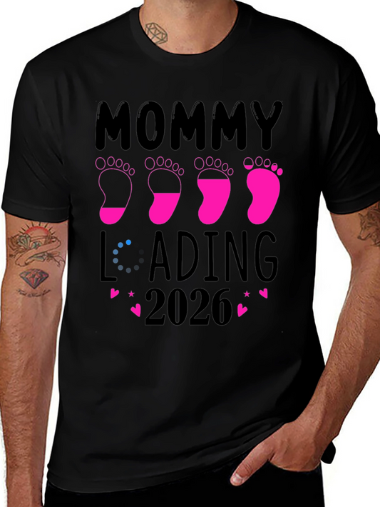 Mommy Loading 2026 Pregnancy Announcement T-Shirt