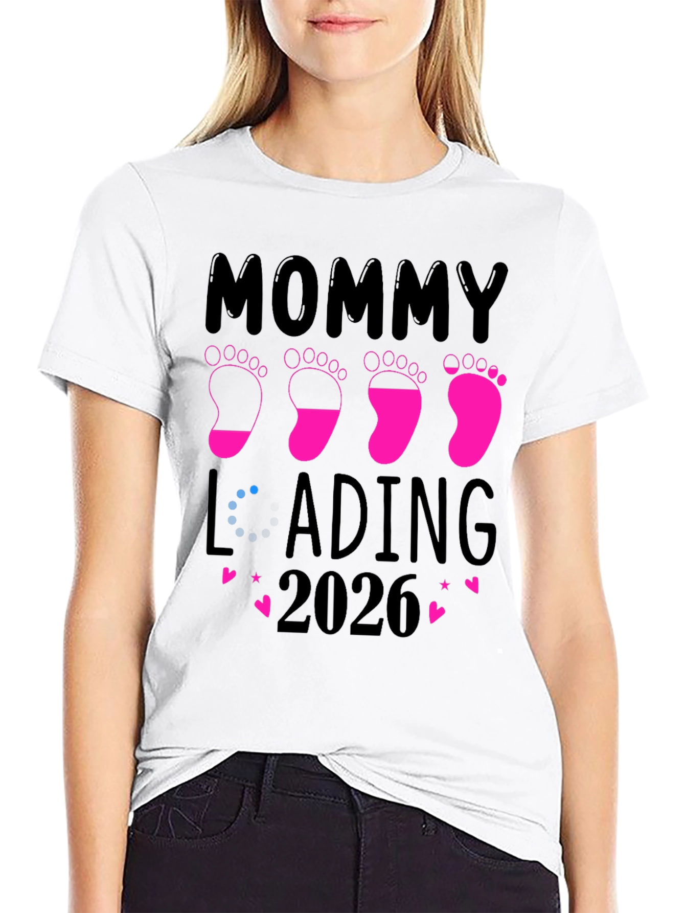 Mommy Loading 2026 Pregnancy Announcement T-Shirt