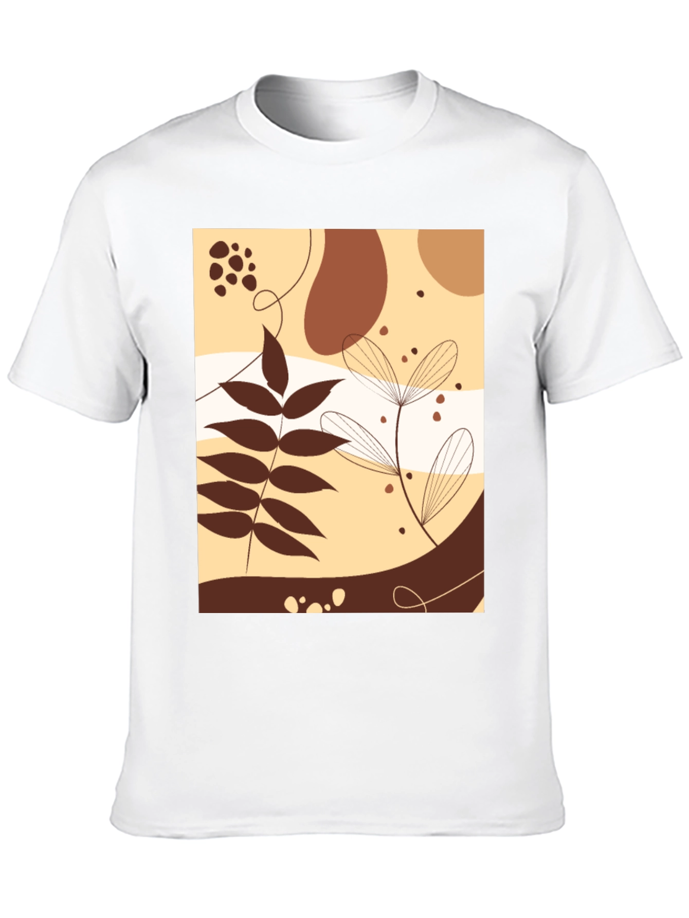 Abstract Botanical Graphic Black T-Shirt