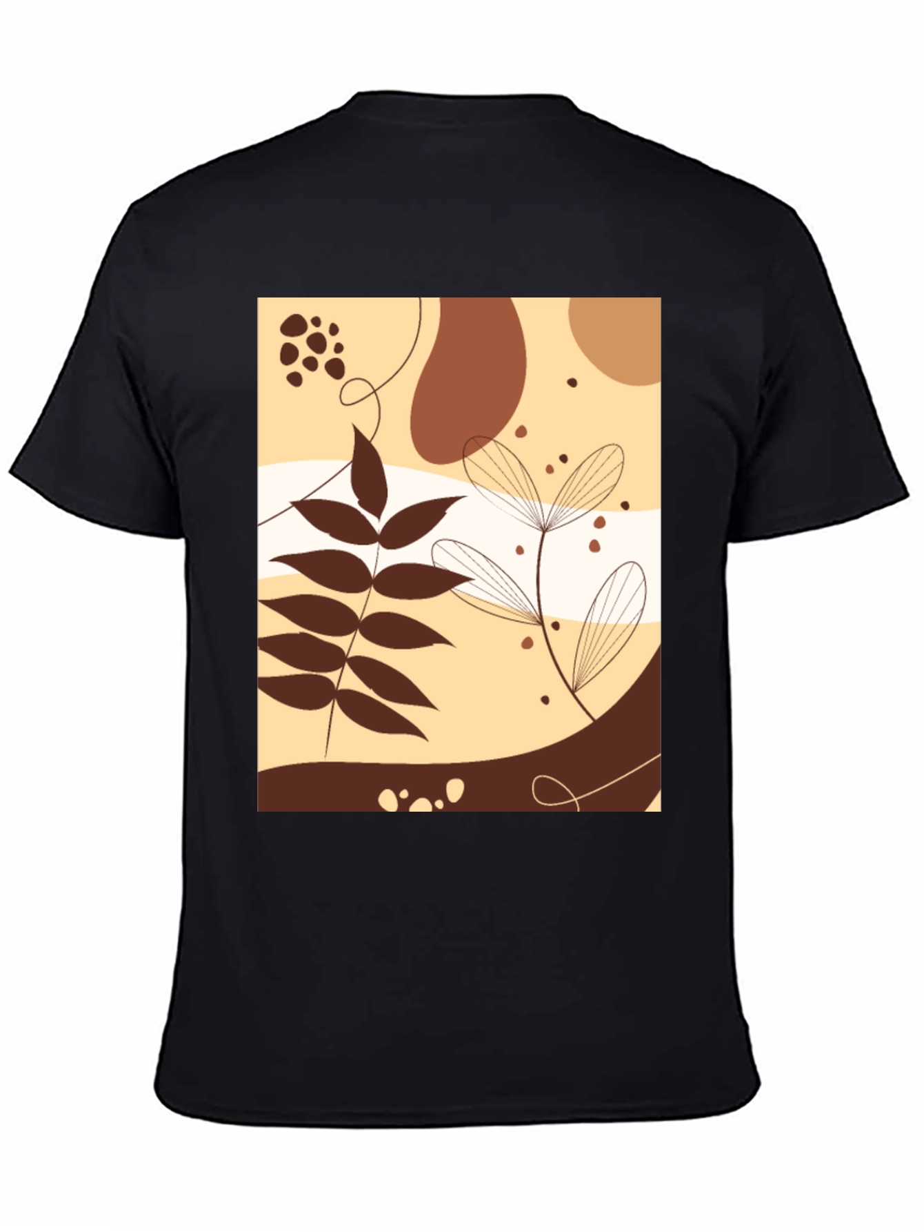 Abstract Botanical Graphic Black T-Shirt