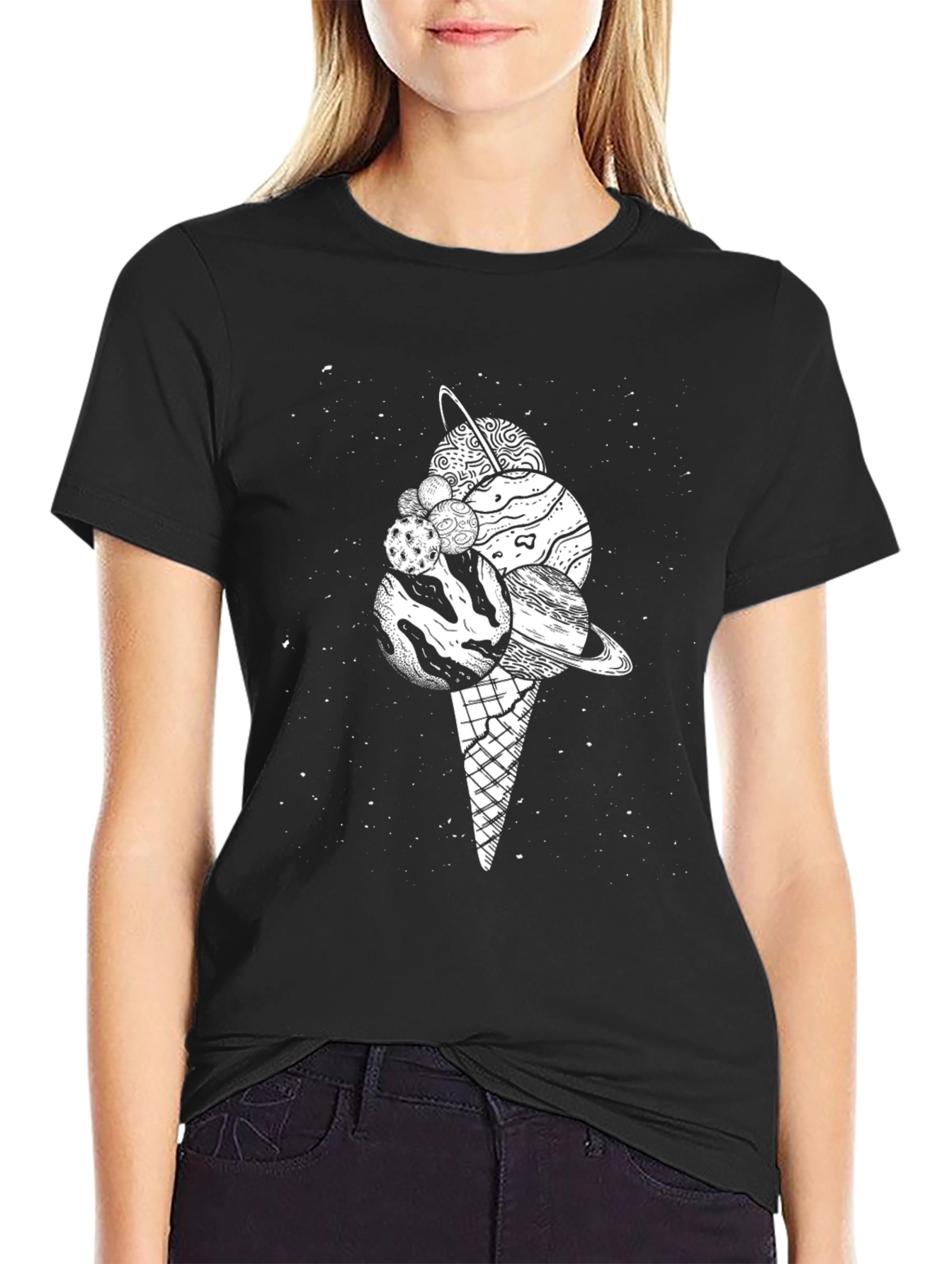 Space Ice Cream Black T-Shirt