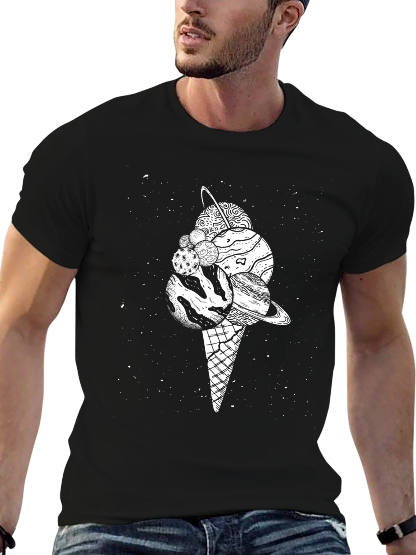 Space Ice Cream Black T-Shirt