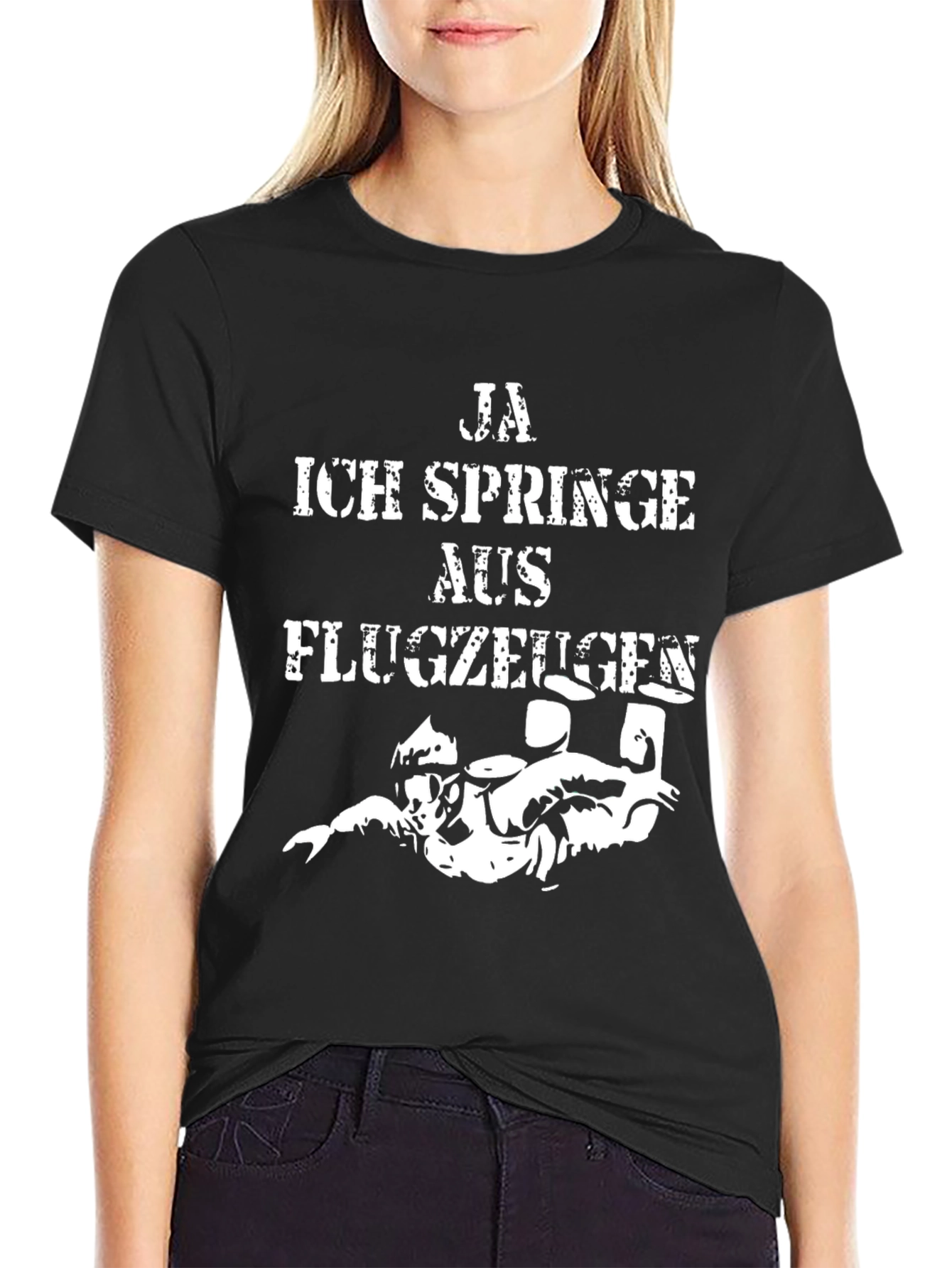 Ja Ich Springe Aus Flugzeugen Funny Skydiving T-Shirt