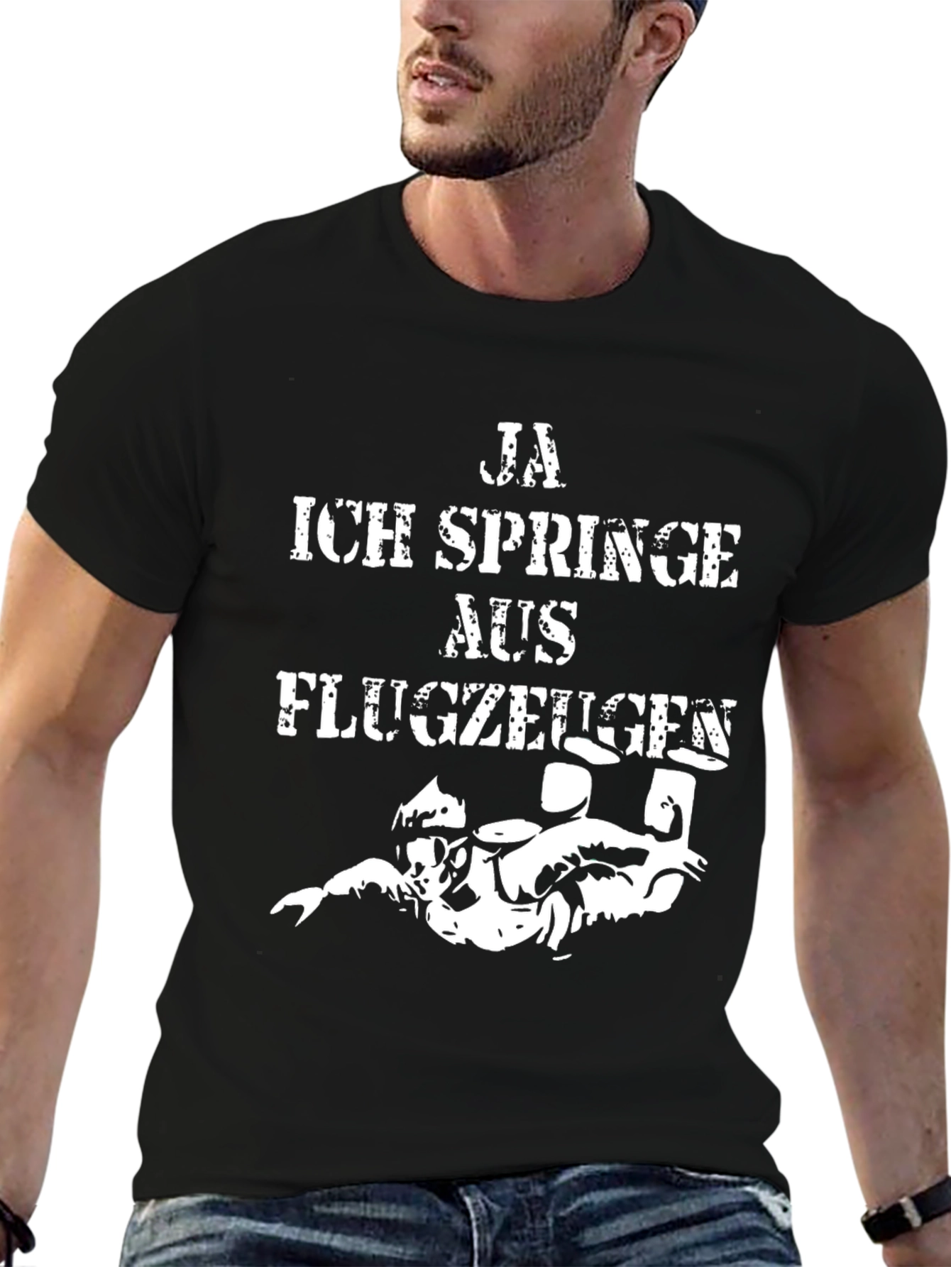 Ja Ich Springe Aus Flugzeugen Funny Skydiving T-Shirt
