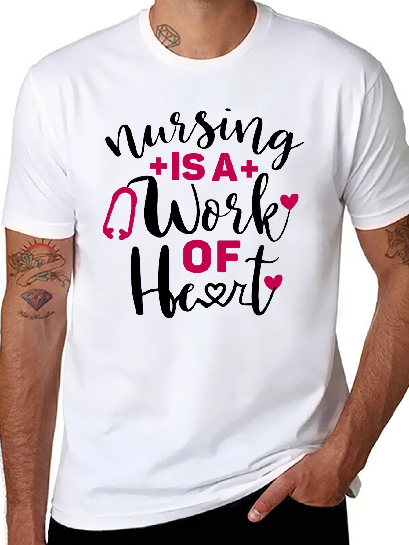 Nursing Is A Work Of Heart Graphic Tee