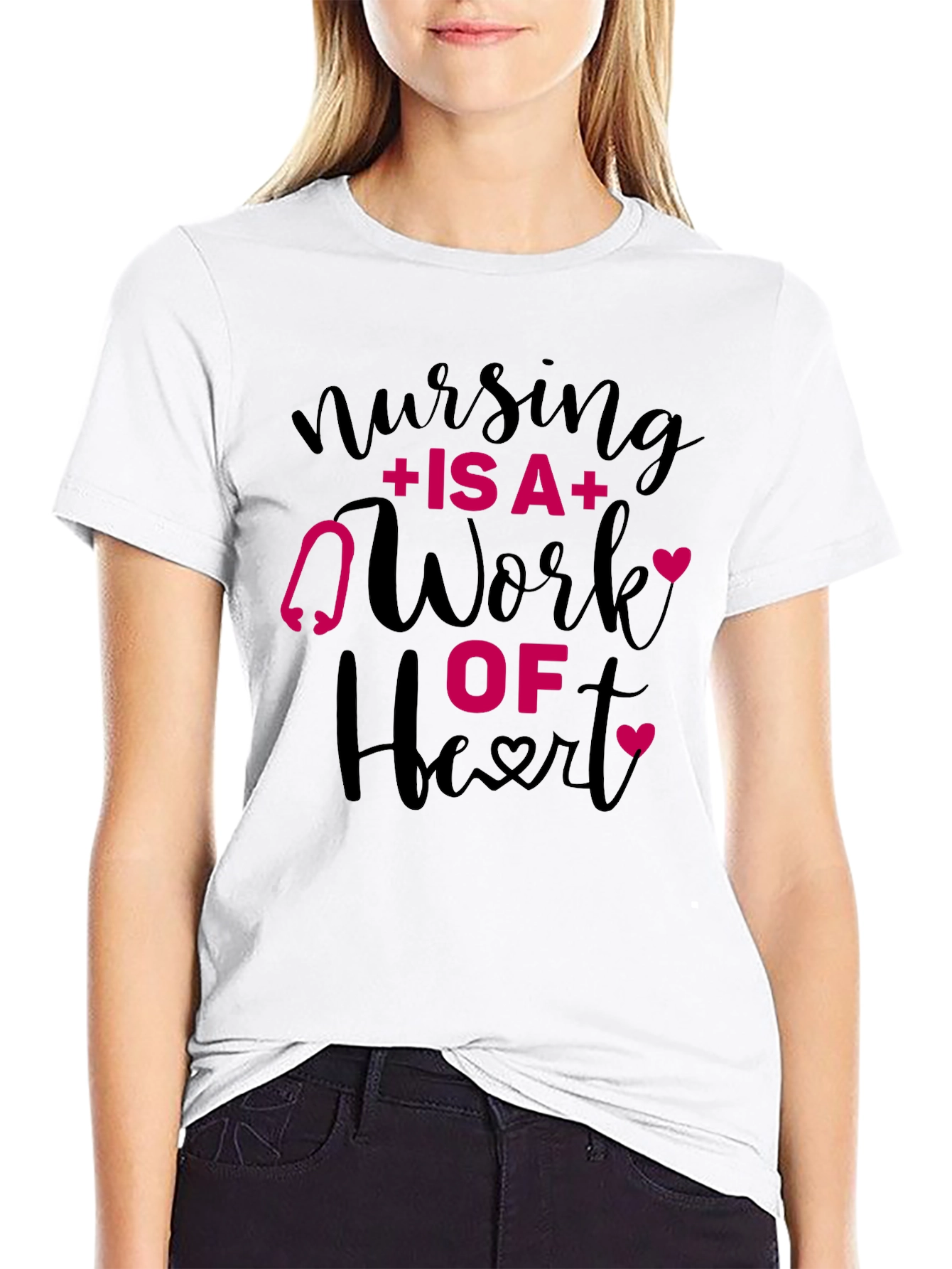 Nursing Is A Work Of Heart Graphic Tee