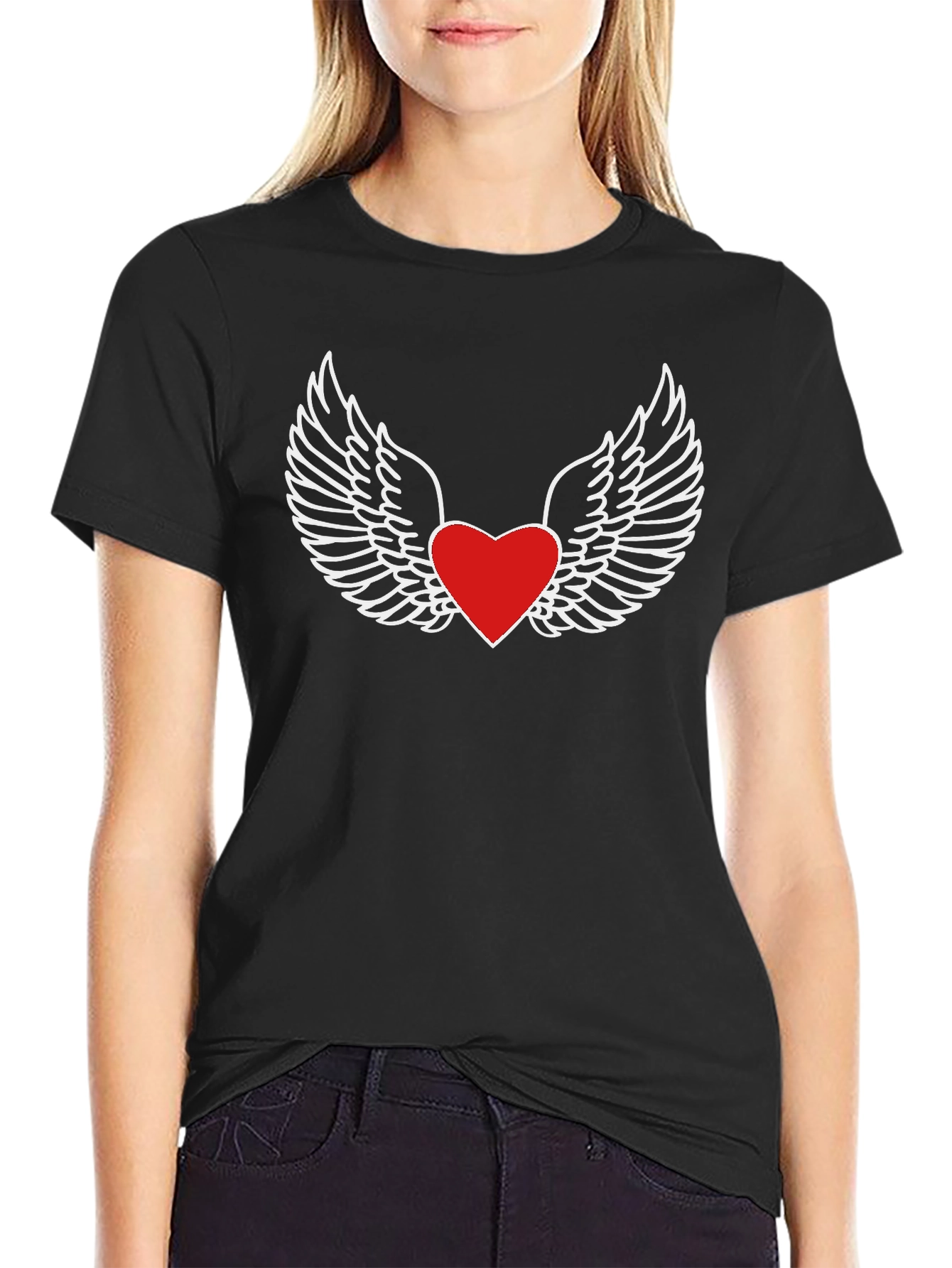 Heart With Wings Graphic Tee - Classic Black T-Shirt