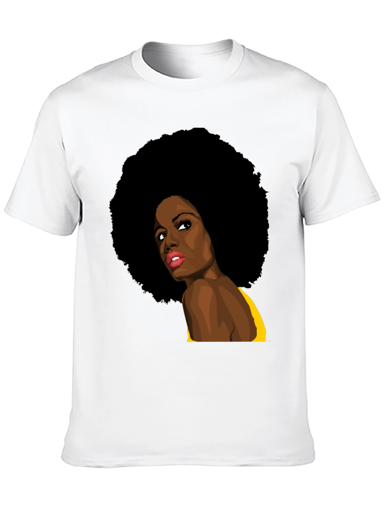 Afro Woman Graphic Print Black T-Shirt