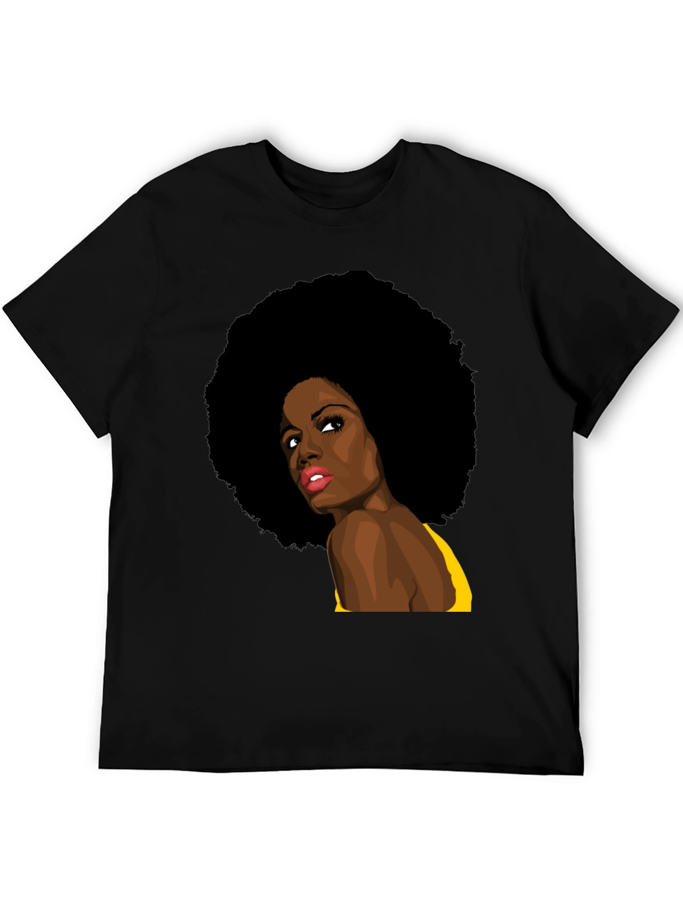 Afro Woman Graphic Print Black T-Shirt