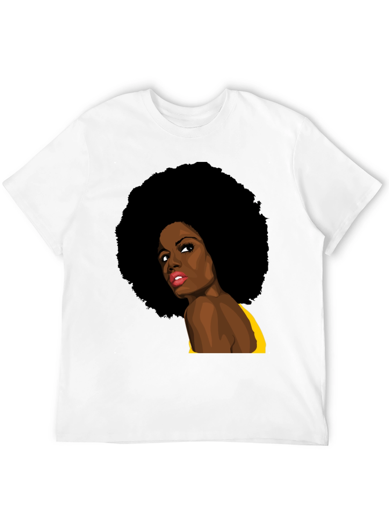 Afro Woman Graphic Print Black T-Shirt
