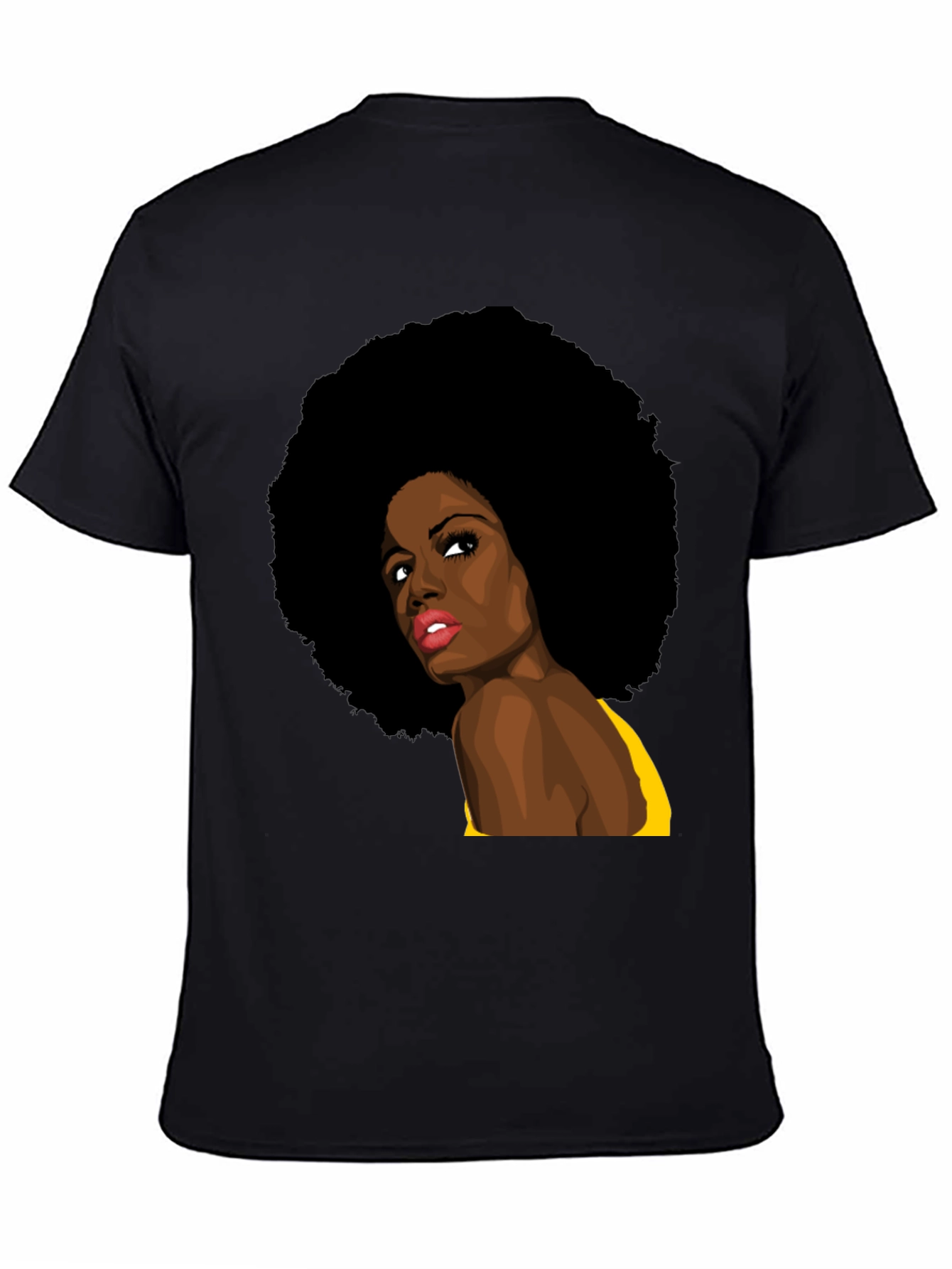 Afro Woman Graphic Print Black T-Shirt