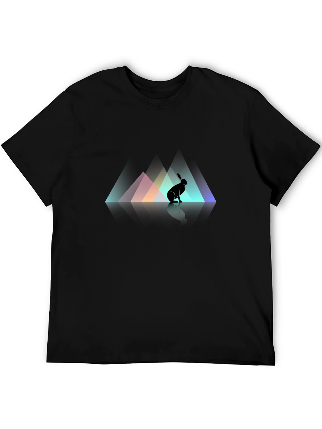 Rabbit Silhouette Graphic Print Black T-Shirt