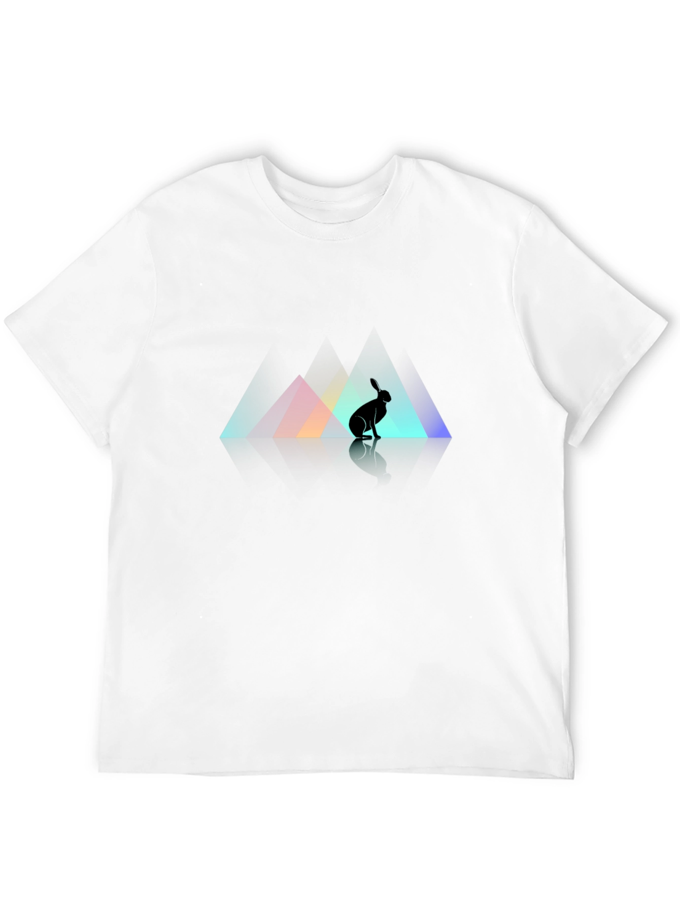 Rabbit Silhouette Graphic Print Black T-Shirt