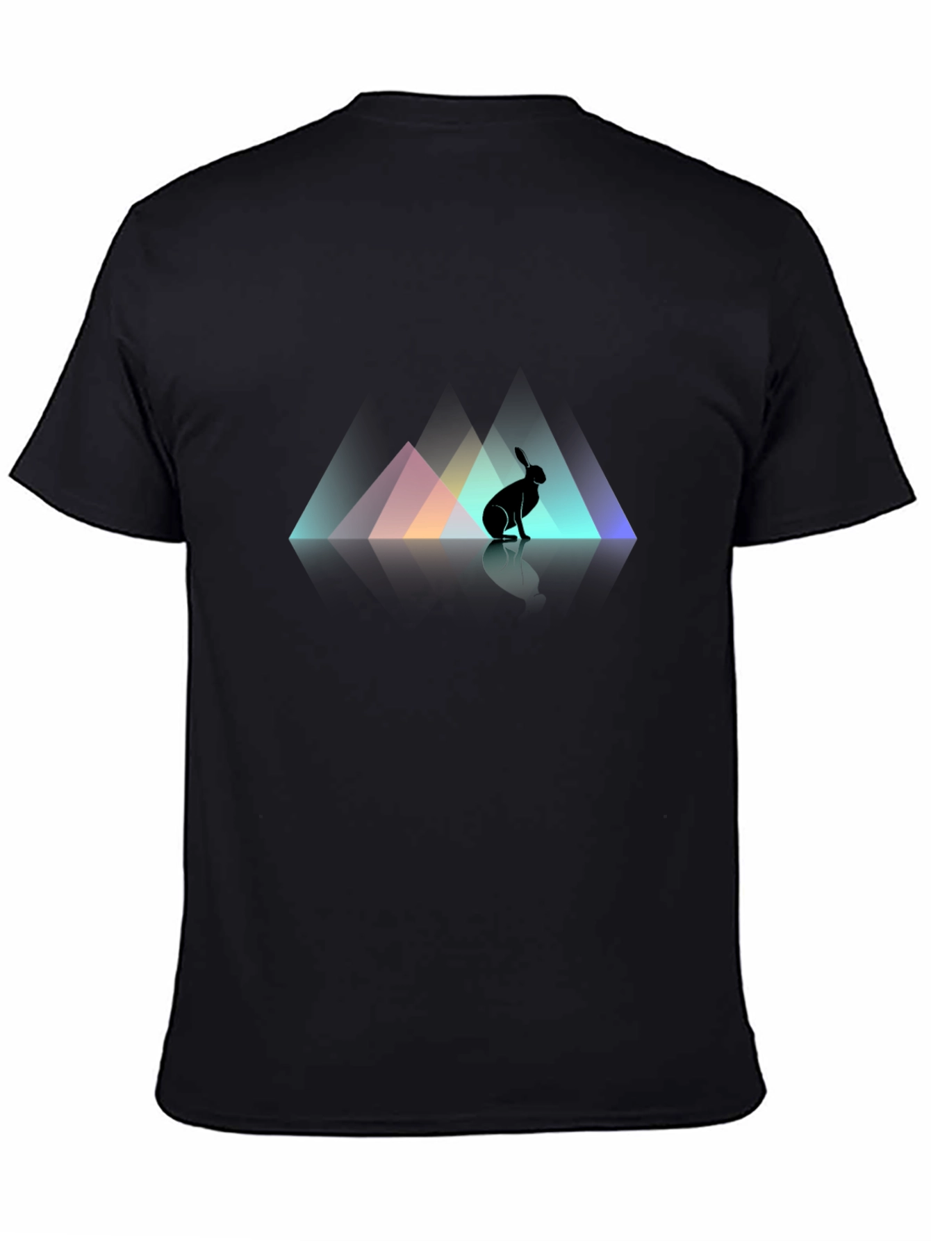 Rabbit Silhouette Graphic Print Black T-Shirt