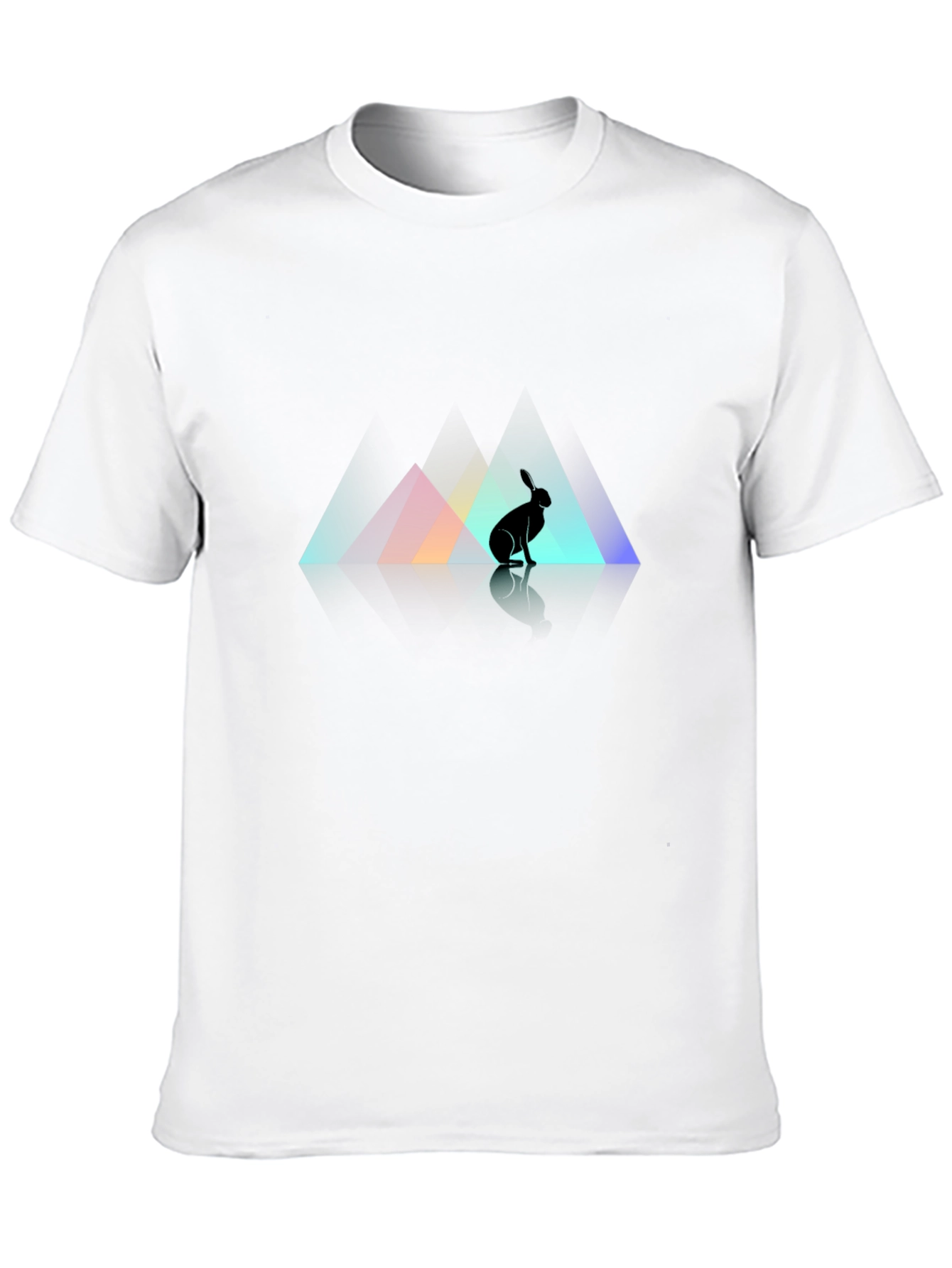 Rabbit Silhouette Graphic Print Black T-Shirt