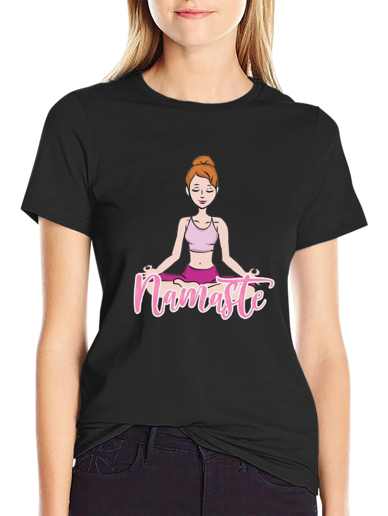 Namaste Yoga T-Shirt Meditating Woman Design