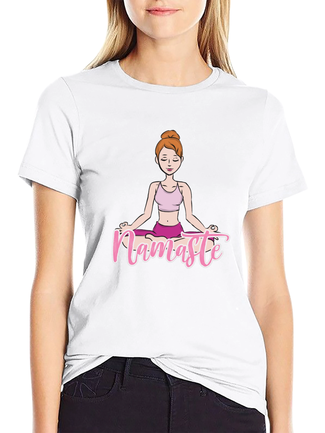 Namaste Yoga T-Shirt Meditating Woman Design