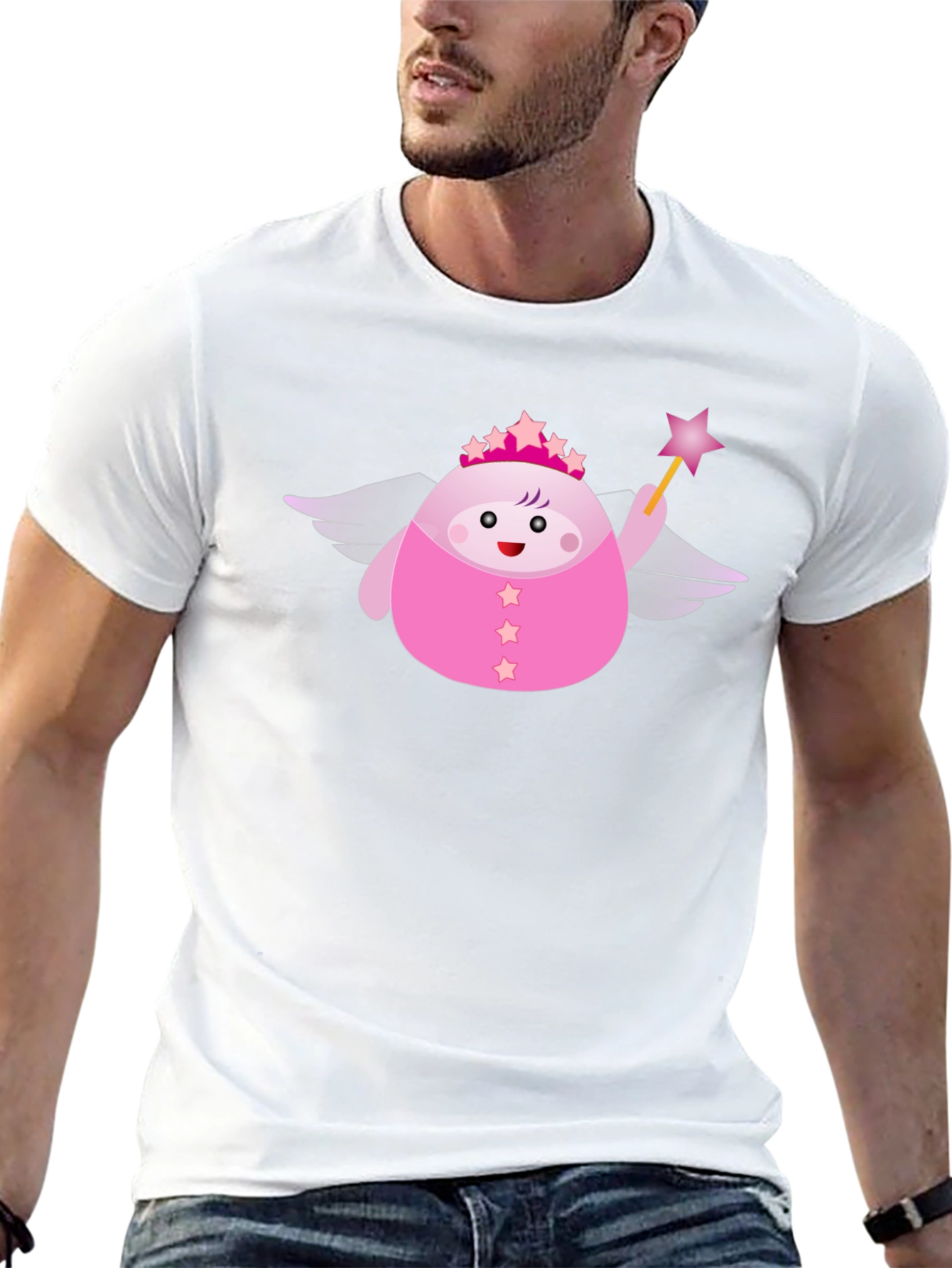 Cute Pink Fairy Cartoon Graphic T-Shirt