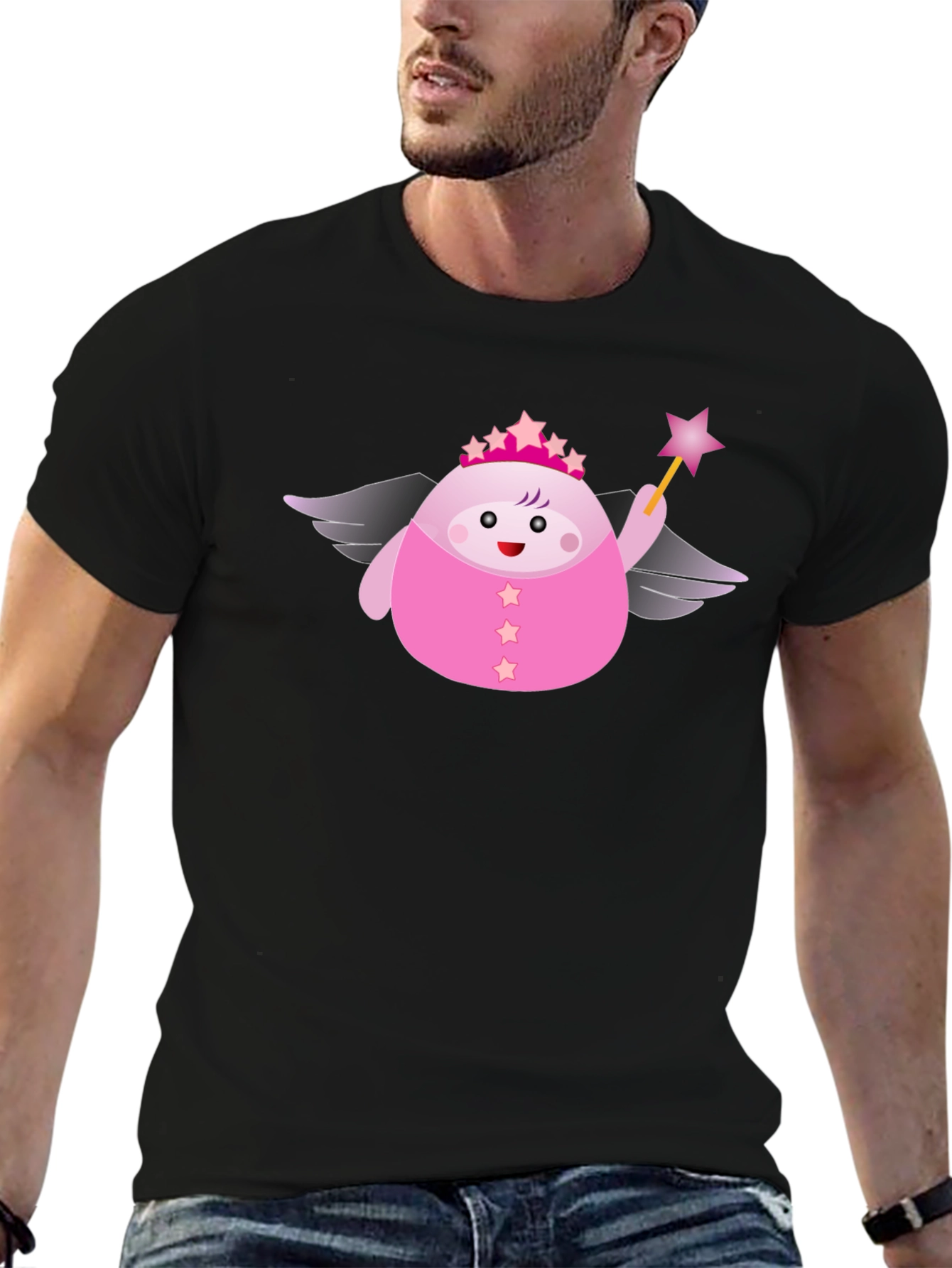 Cute Pink Fairy Cartoon Graphic T-Shirt
