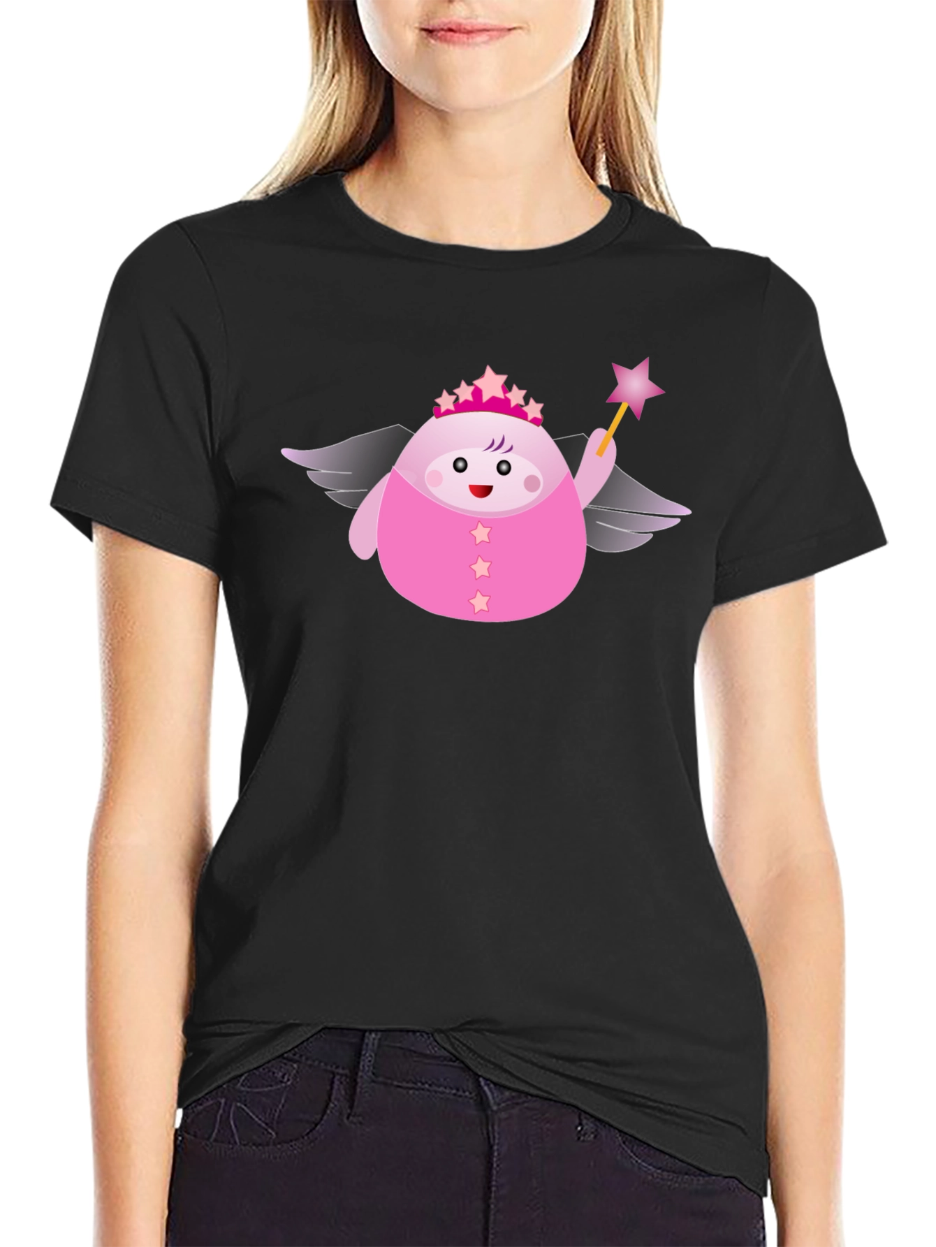 Cute Pink Fairy Cartoon Graphic T-Shirt