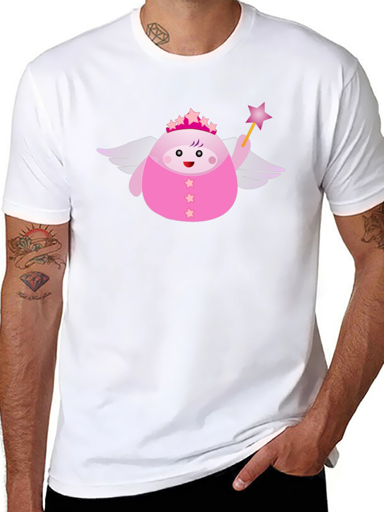 Cute Pink Fairy Cartoon Graphic T-Shirt