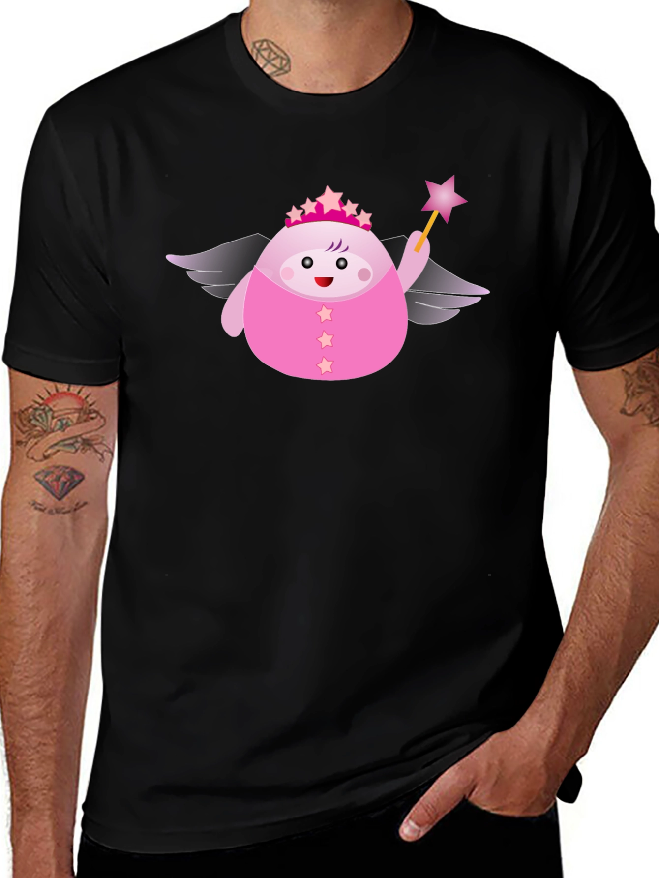 Cute Pink Fairy Cartoon Graphic T-Shirt