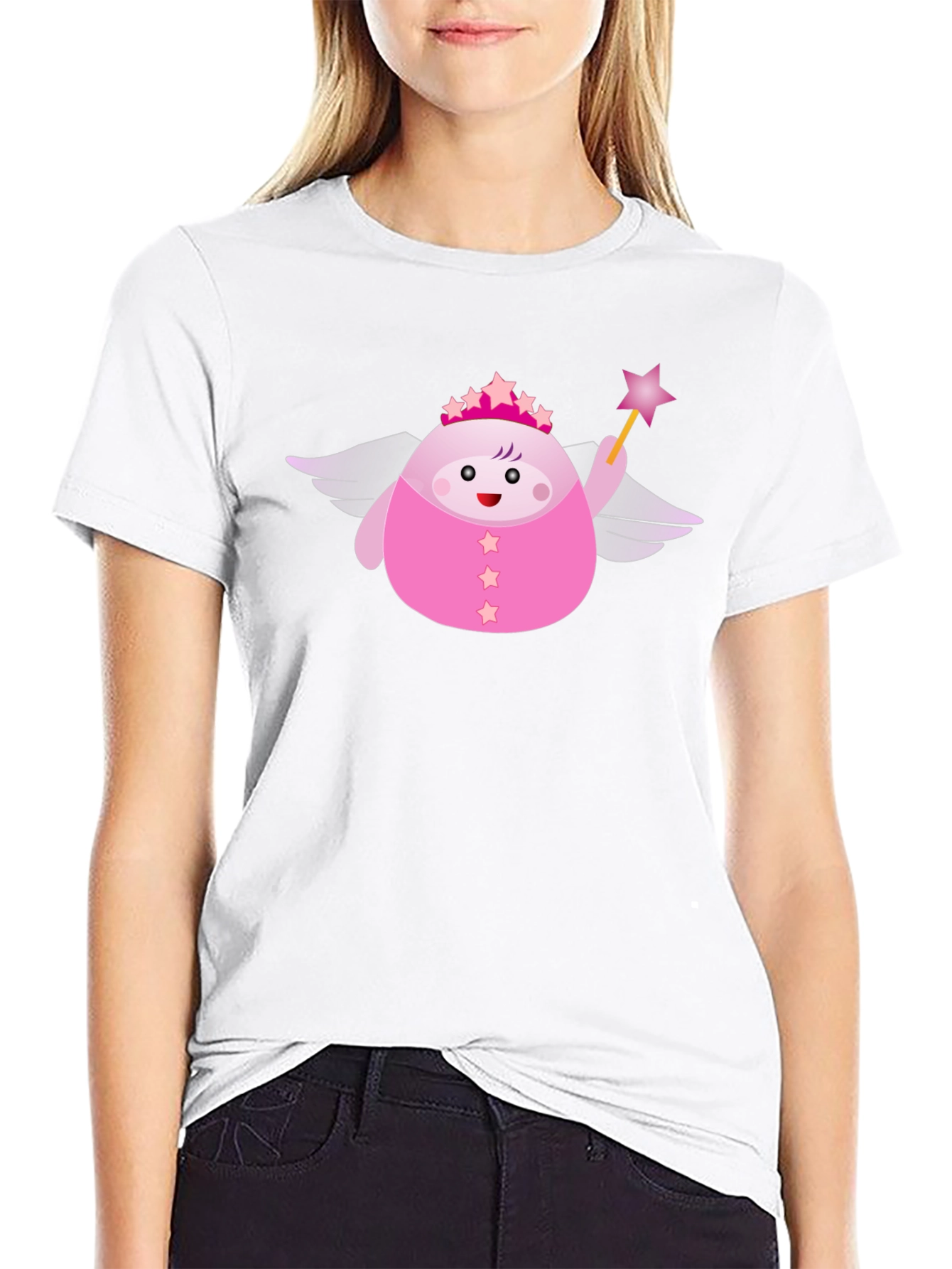 Cute Pink Fairy Cartoon Graphic T-Shirt