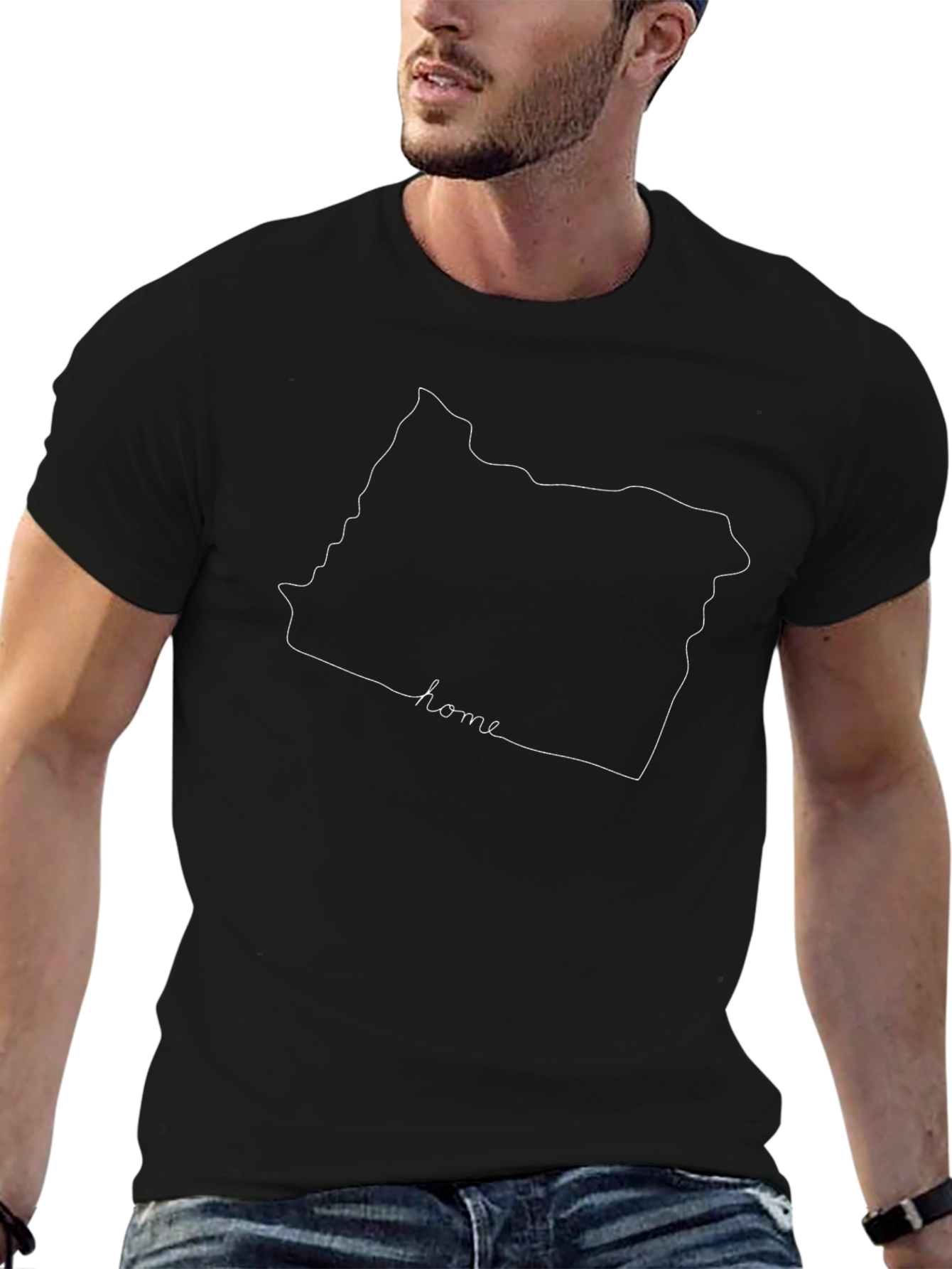 Oregon Home State Outline T-Shirt - Black