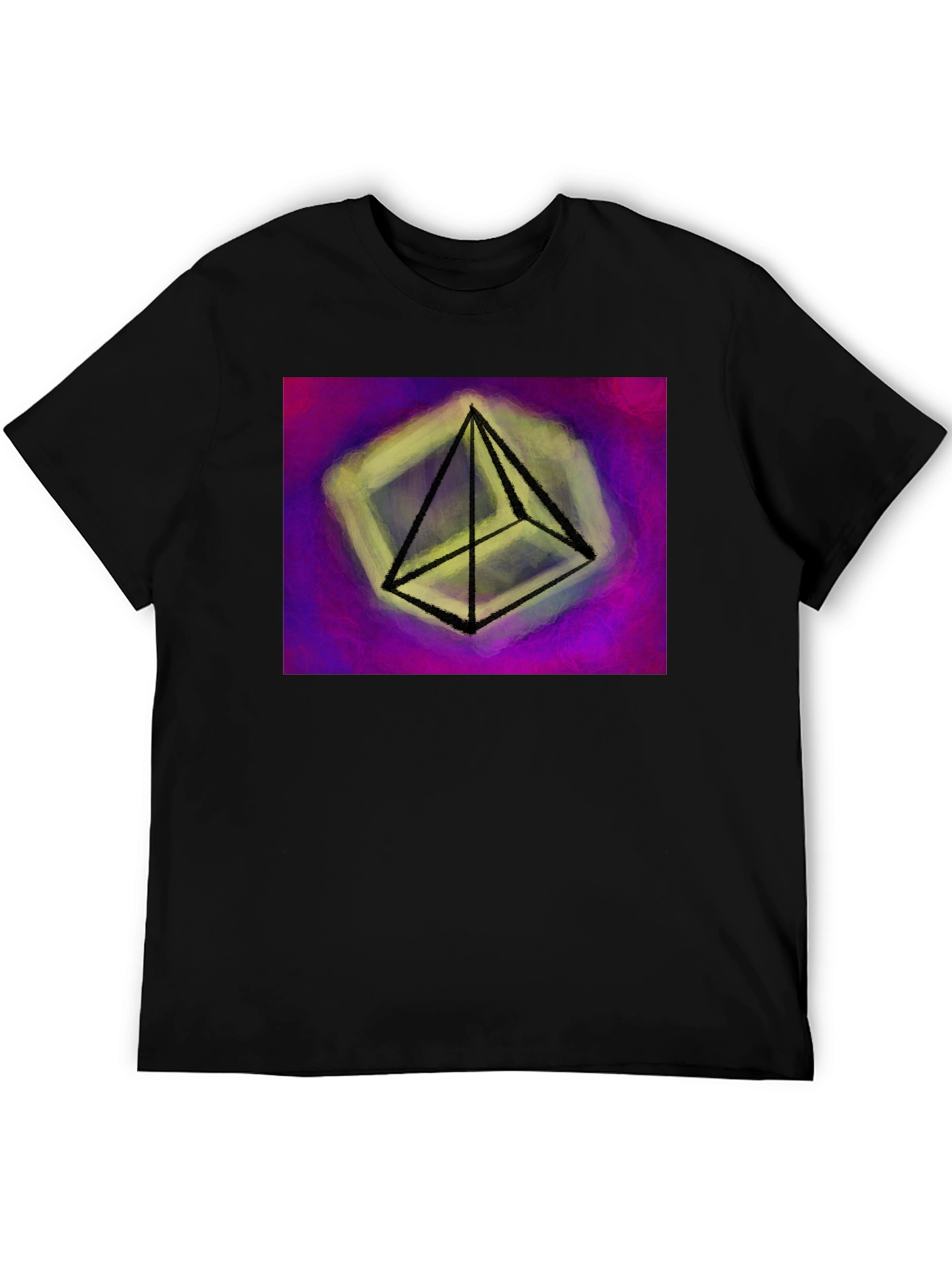 Abstract Pyramid Graphic Tee - Black