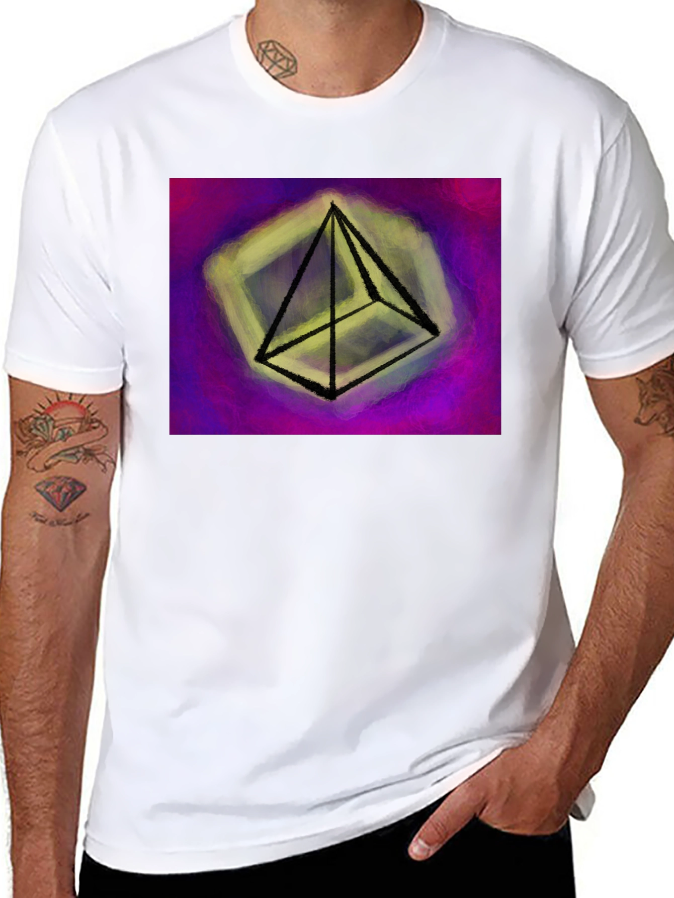 Abstract Pyramid Graphic Tee - Black