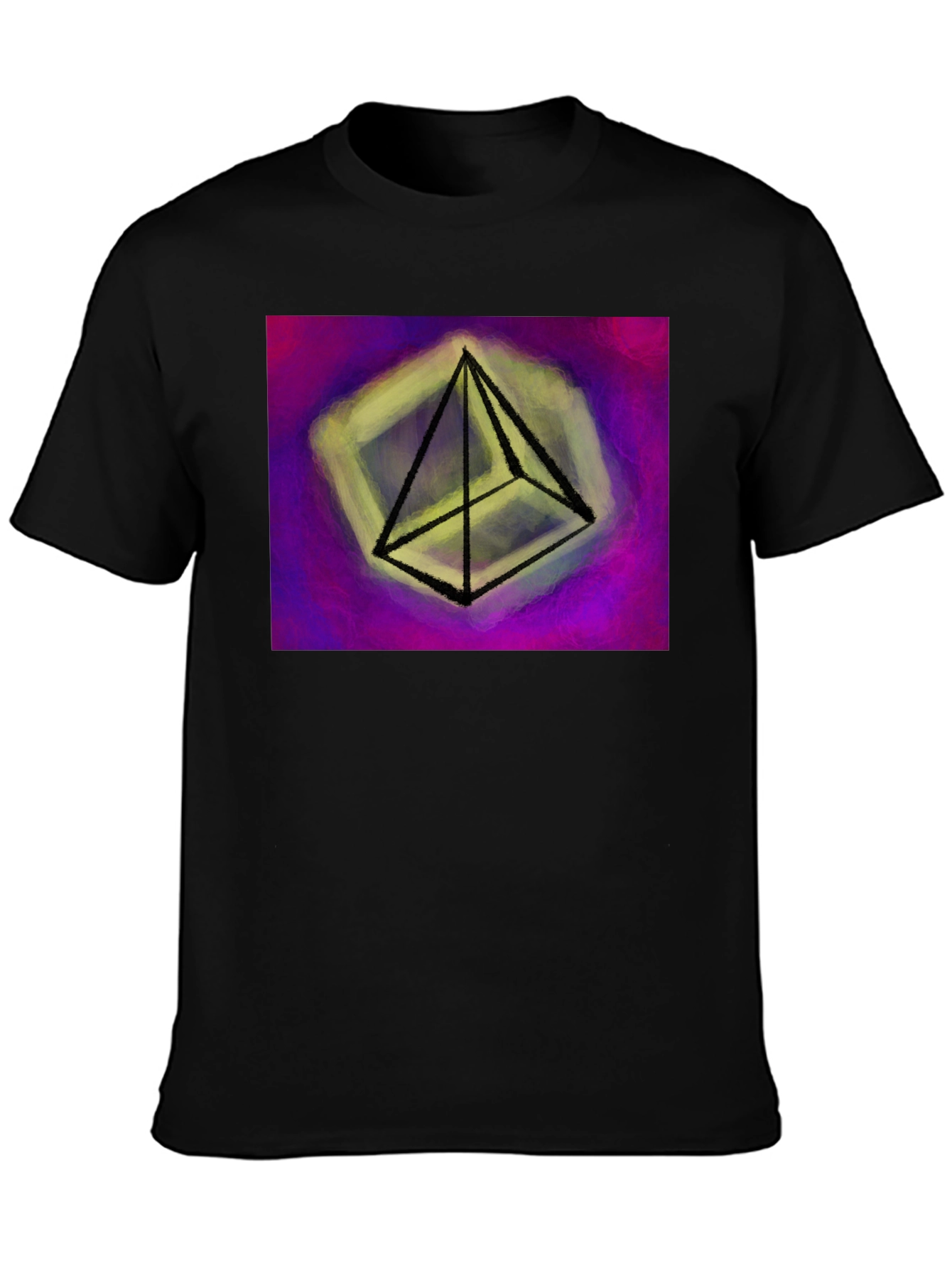 Abstract Pyramid Graphic Tee - Black